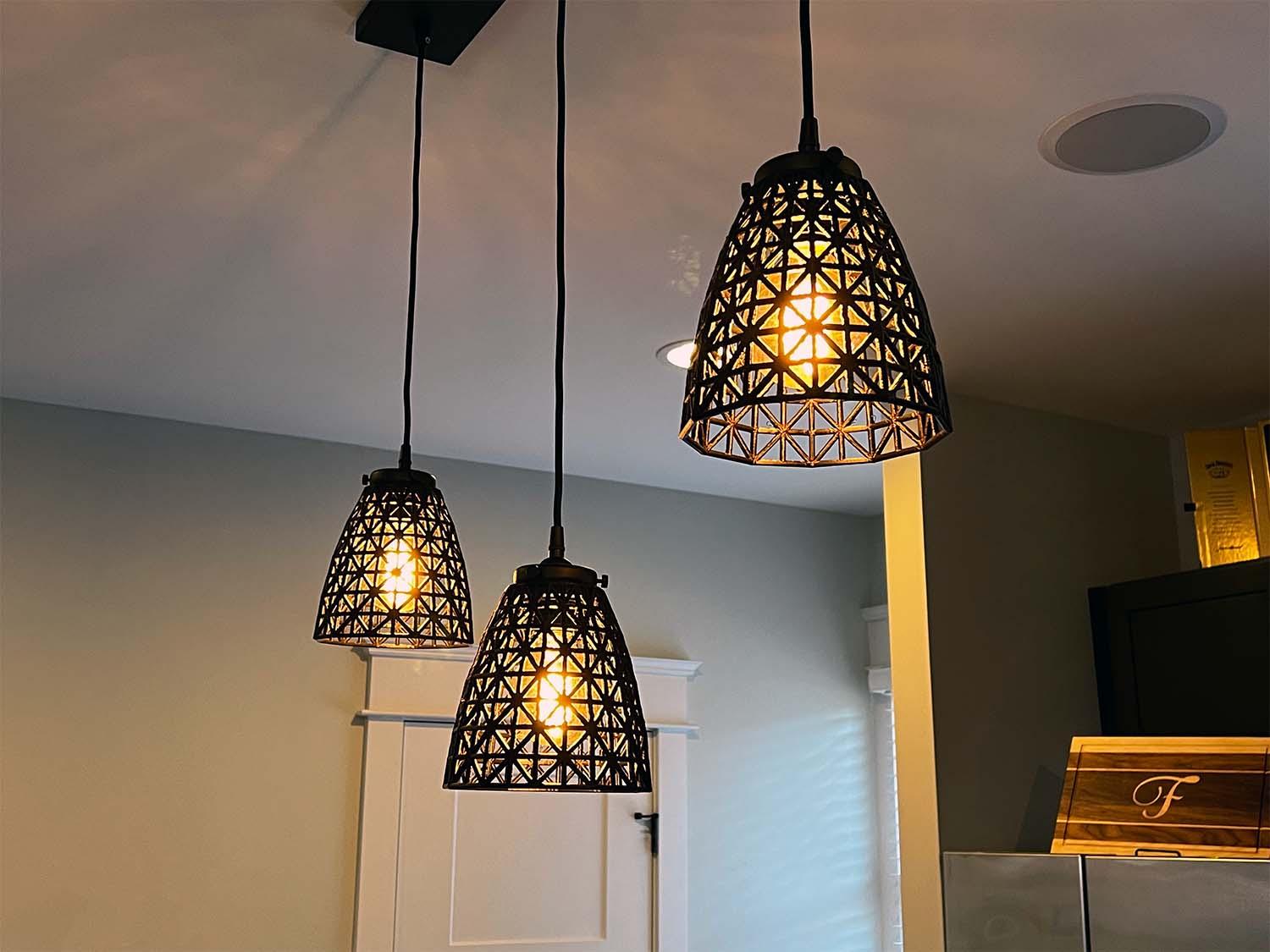 Cylindrical Lattice Lamp Shades for E26 or E27 - 3D pendant light fixture with cylindrical IsoTruss shades - 3d model