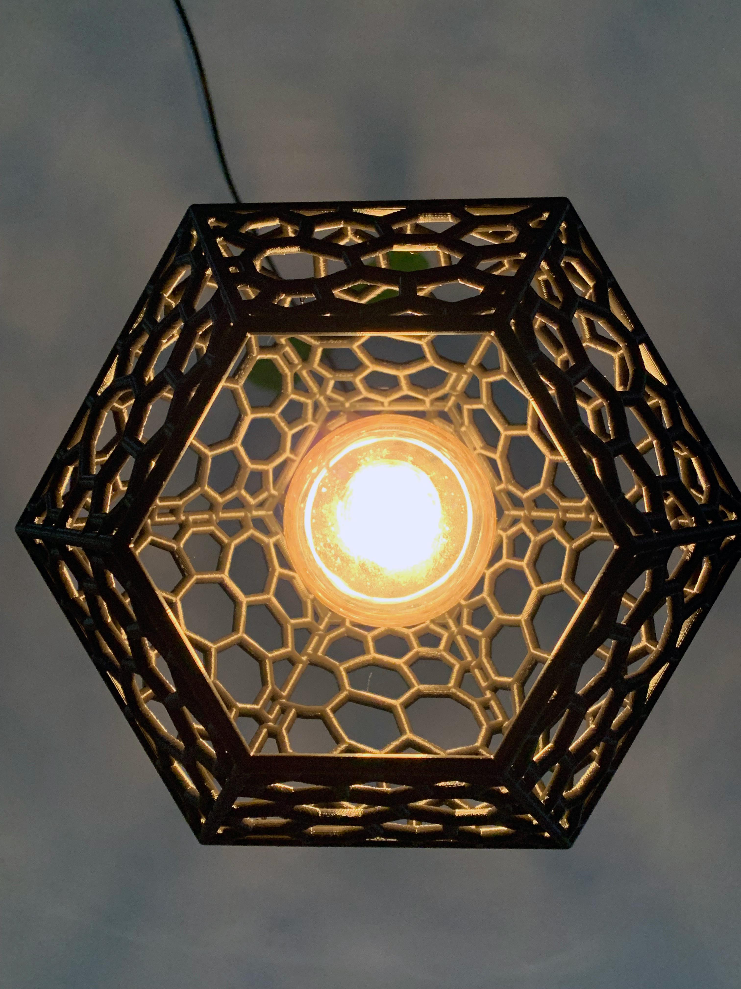 Lamp Shade with Hexagon Lattice - View from beneath hexagon lattice lamp shade  - 3d model