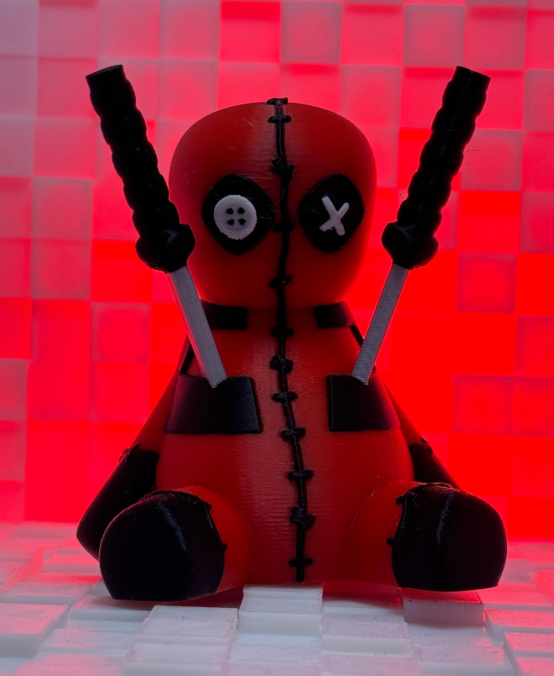 Deadpool Voodoo - Printed on the Bambu Lab A1 Mini, in Elegoo Red and Black PLA, Polymaker White and Silk Silver PLA. - 3d model