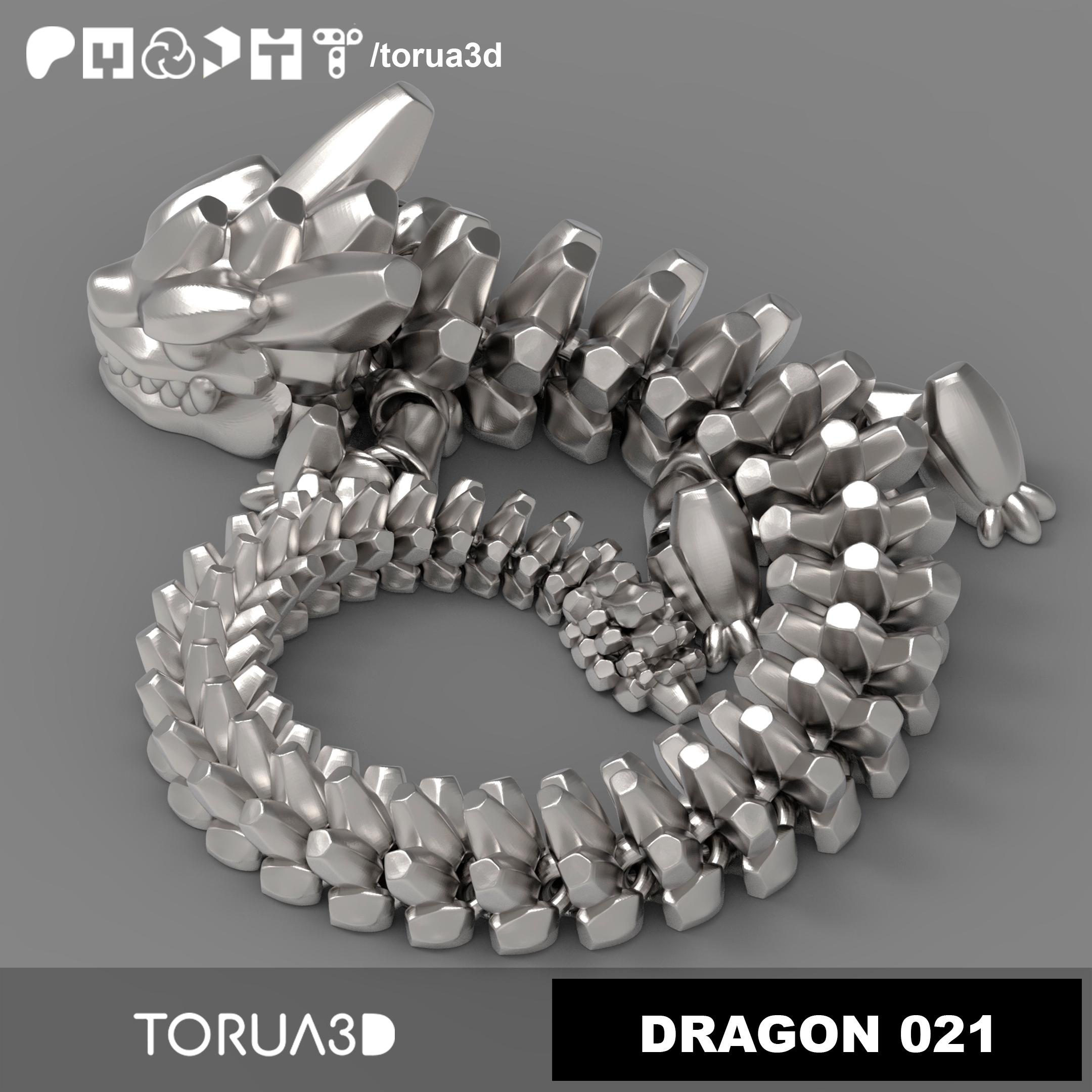 Articulated Dragon 021 - Print in place - No Supports 3d model