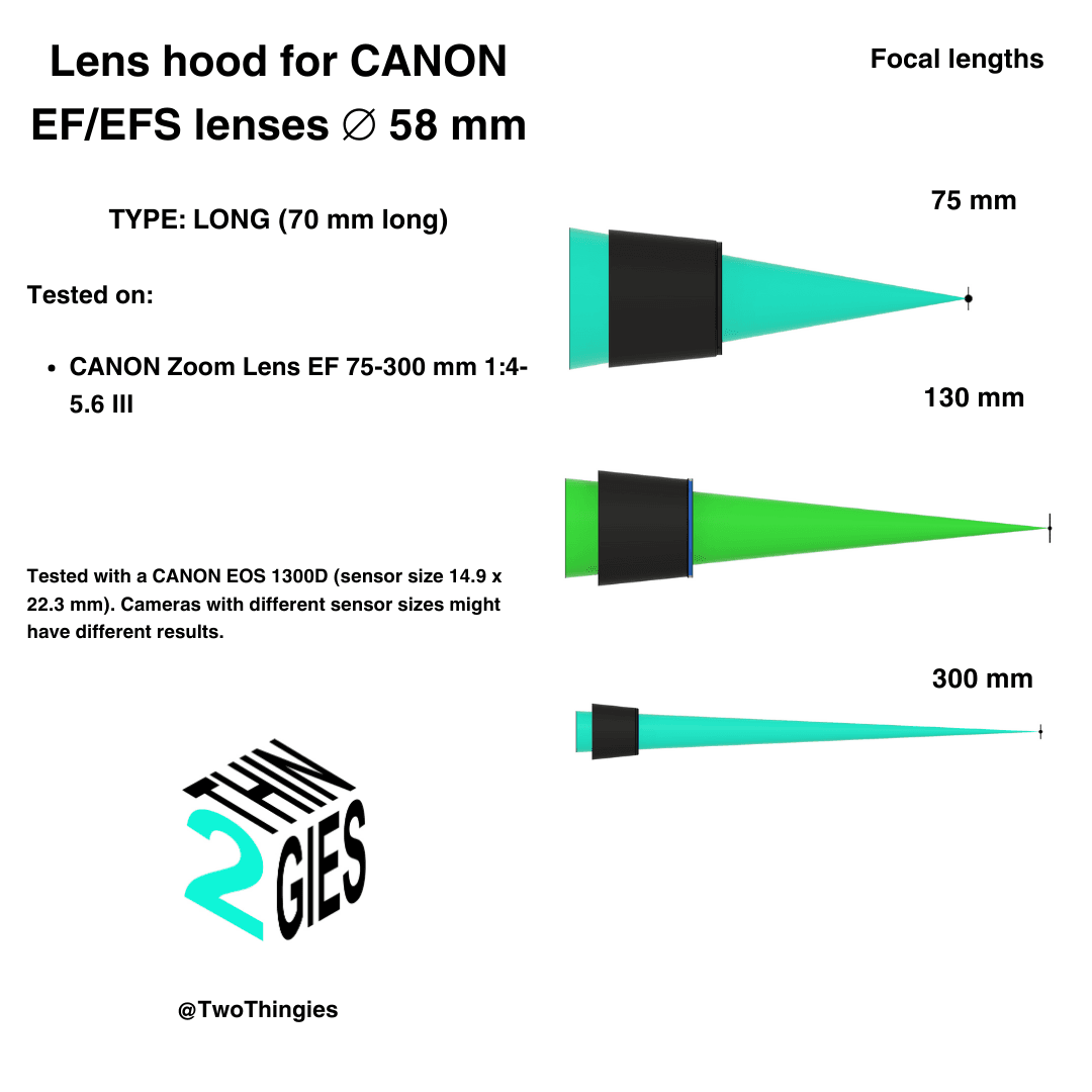 Long lens hood for CANON EF/EFS - 58 mm ø lenses 3d model