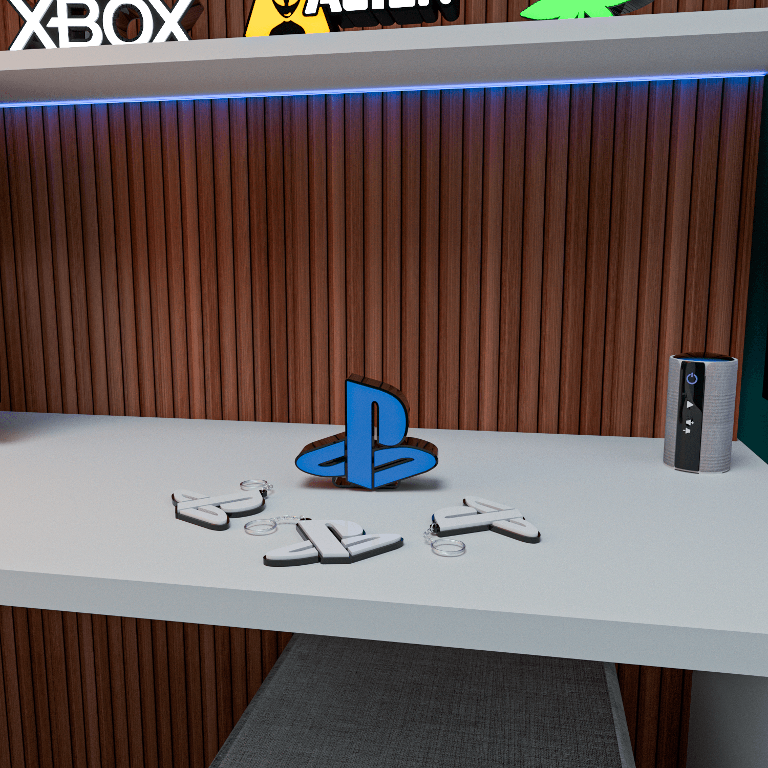 PLAYSTATION DECORATION AND KEYCHAIN 3d model