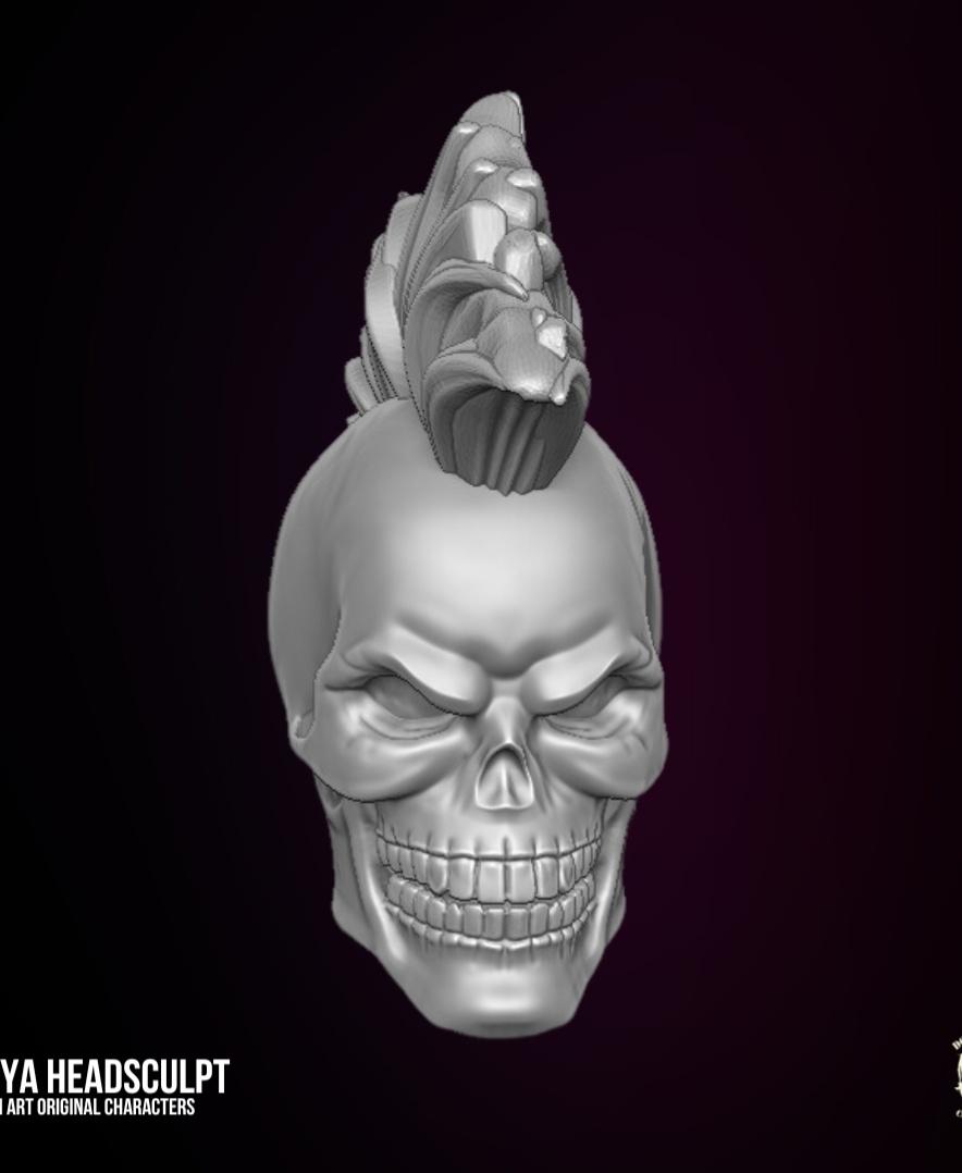 Long Mohawk -Punk Skull 3d model
