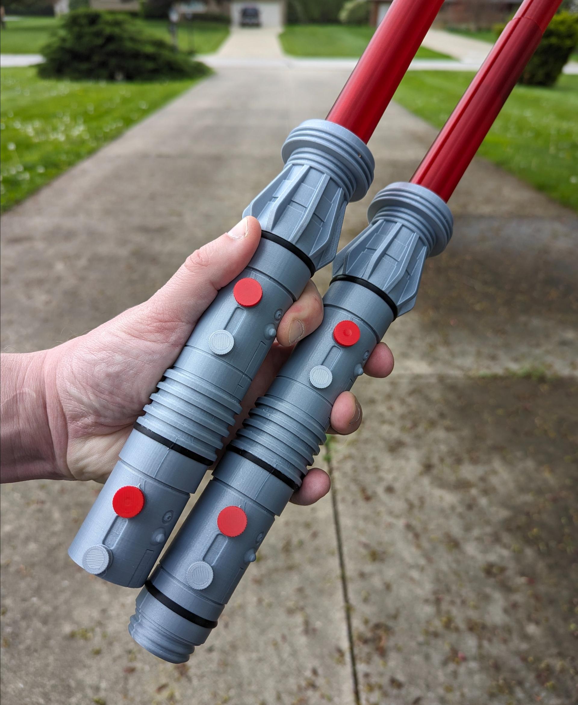 Maul’s Replaceable Blade Lightsaber - Printed on the Prusa3D MK3.5 with filaments:
- Polymaker Metallic Silver 
- PrintedSolid Black
- Prusament Lipstick Red
- Coex3D Translucent Blood Red - 3d model