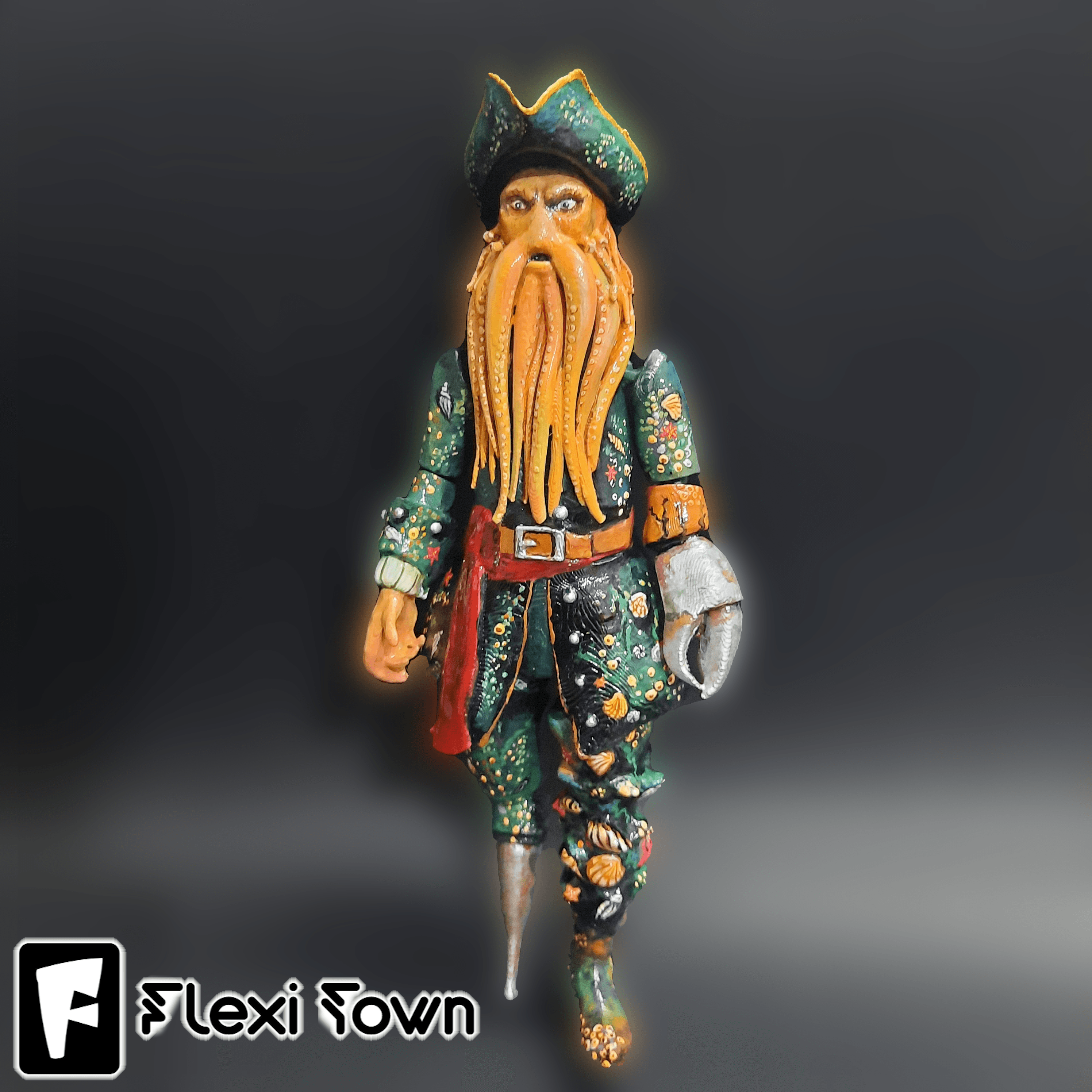 Flexi Print-in-Place Pirate, Davy Jones 3d model