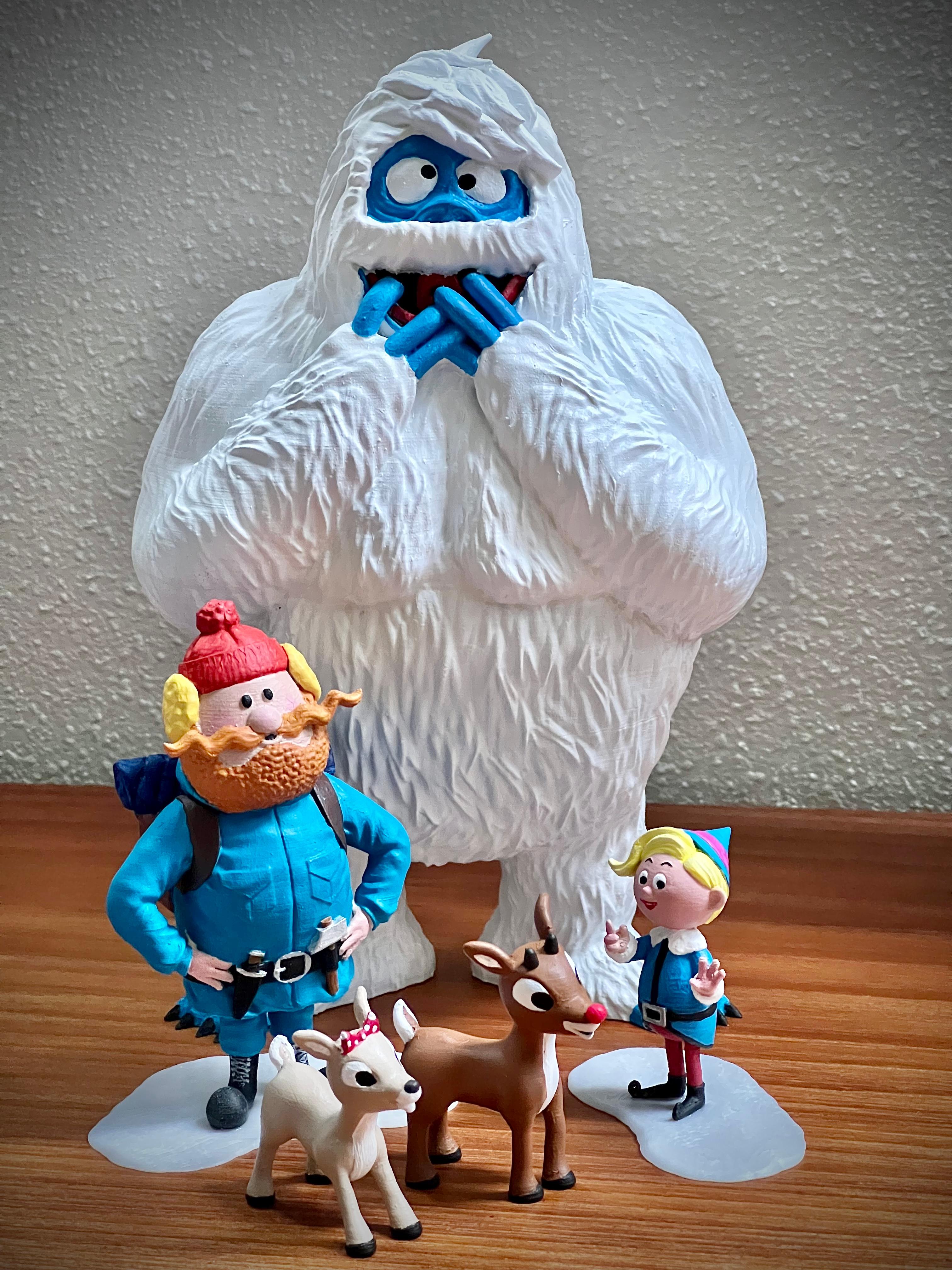 Rudolph (Island of Misfit Toys) - Printed mine at 75% on the Prusa Mini+. Excellent models, easy to paint, loads of nostalgia! Thanks so much for making them available.

I added a 2mm organic-looking ice terrain base to Yukon and Hermey for stabilty. - 3d model