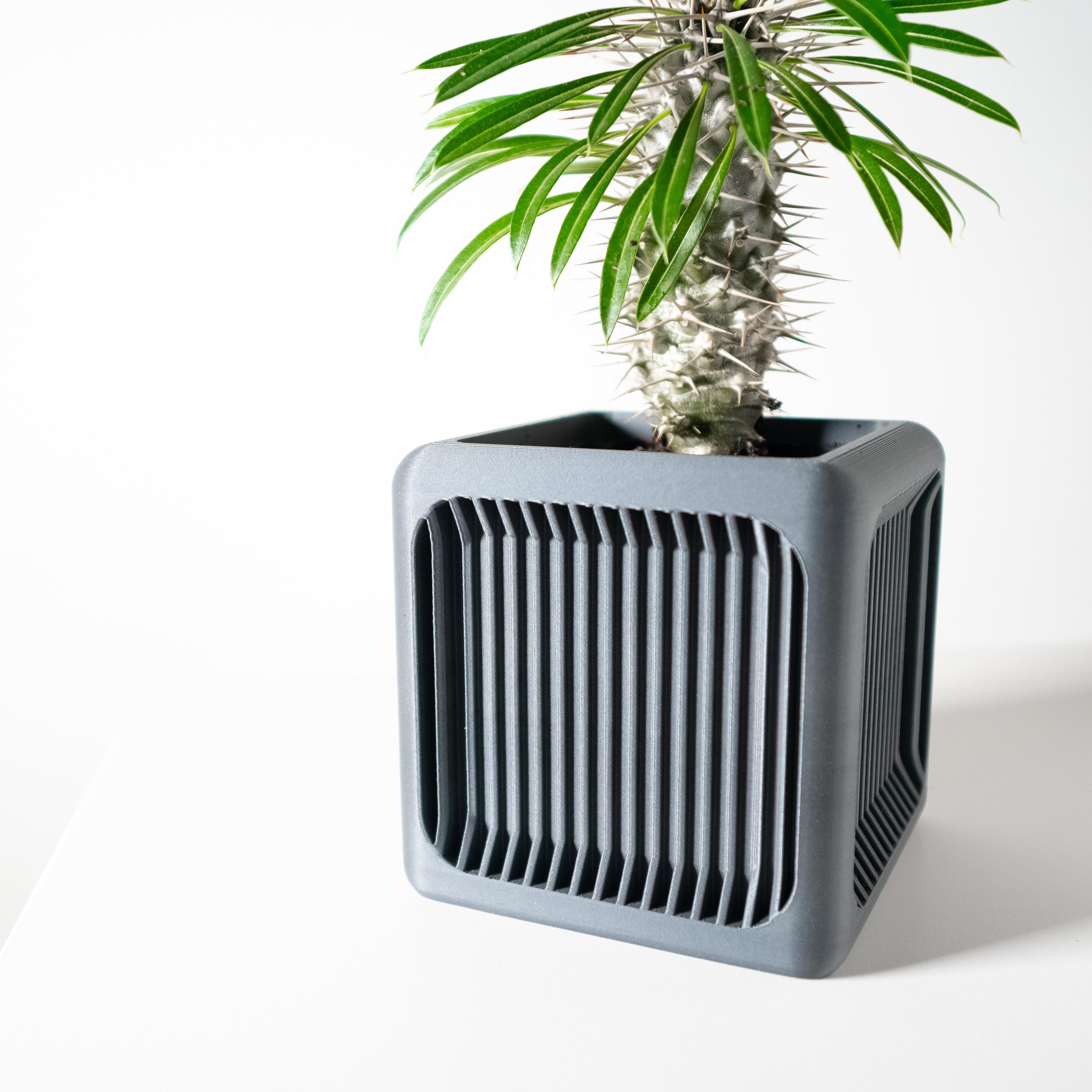 The Rovo Square Planter Pot with Drainage Tray: Modern and Unique Home Decor for Plants 3d model