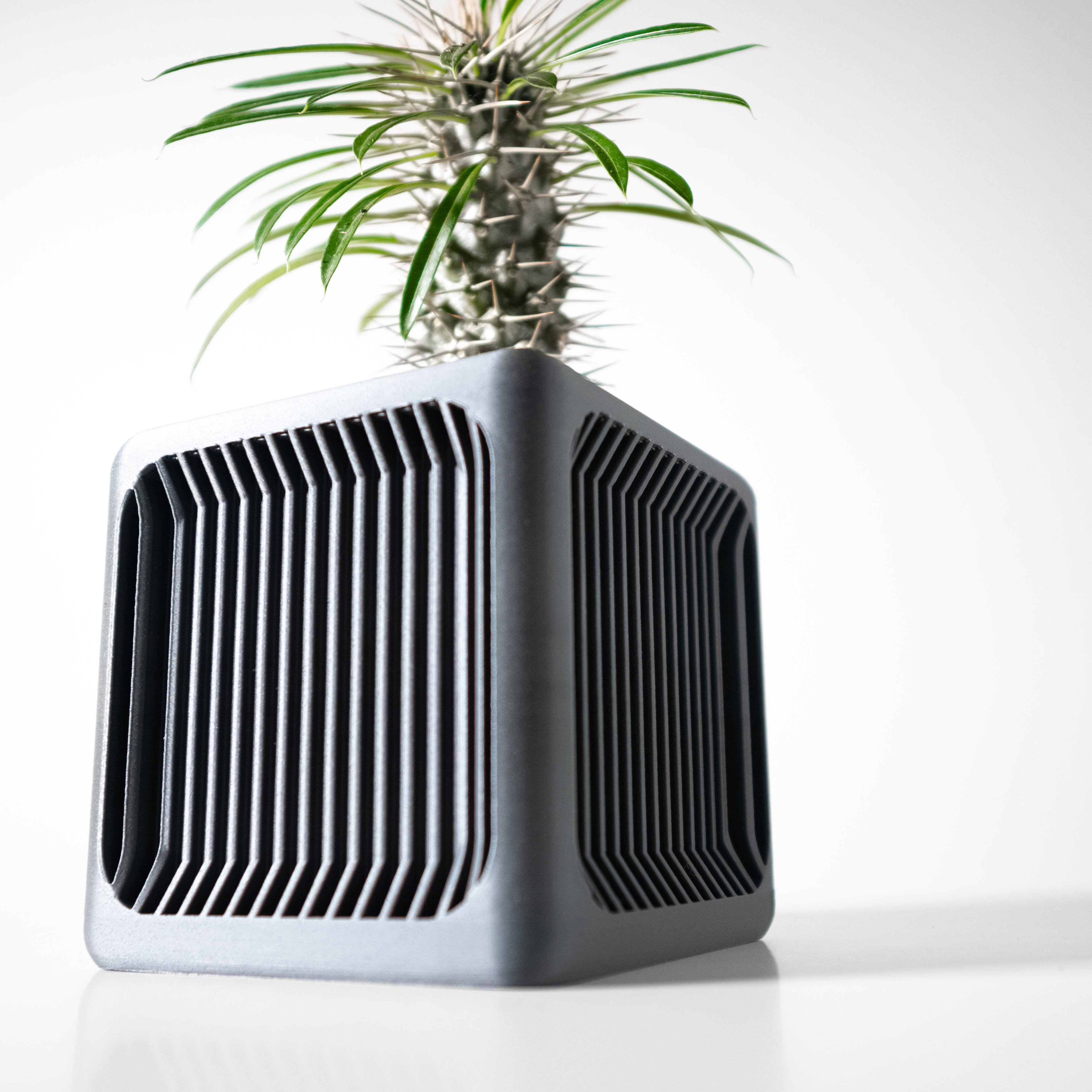The Rovo Square Planter Pot with Drainage Tray: Modern and Unique Home Decor for Plants 3d model
