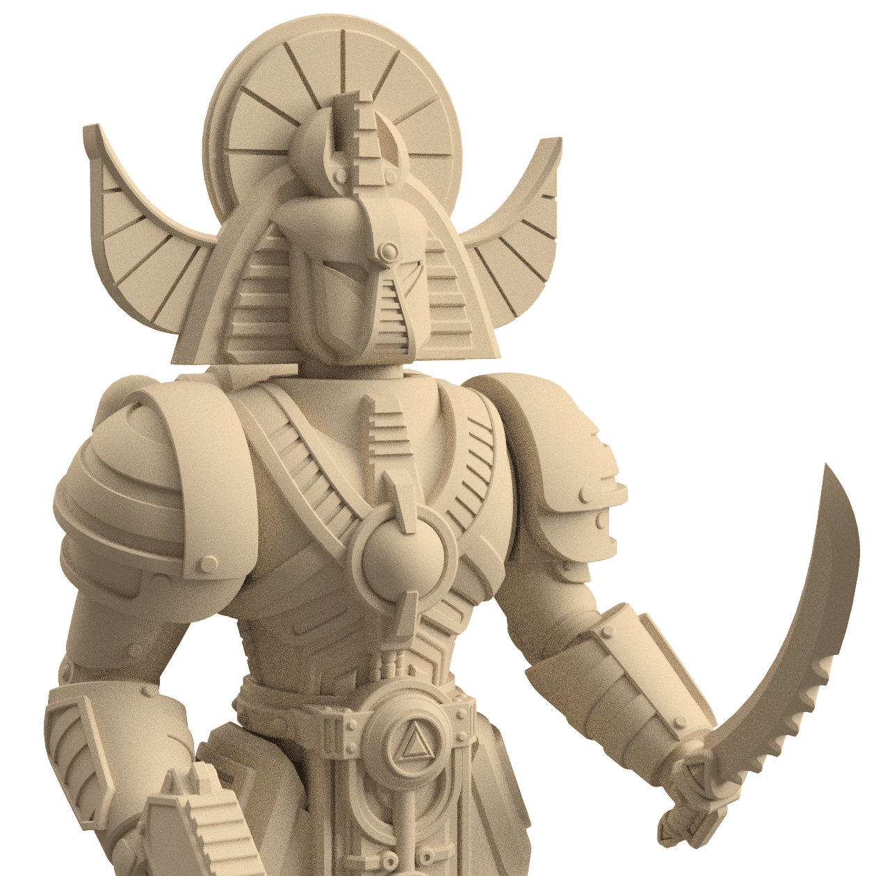 3D Printable Dune Raiser Wizard Miniature for Wargaming - Egyptian-Themed Sci-Fi Warrior 3d model