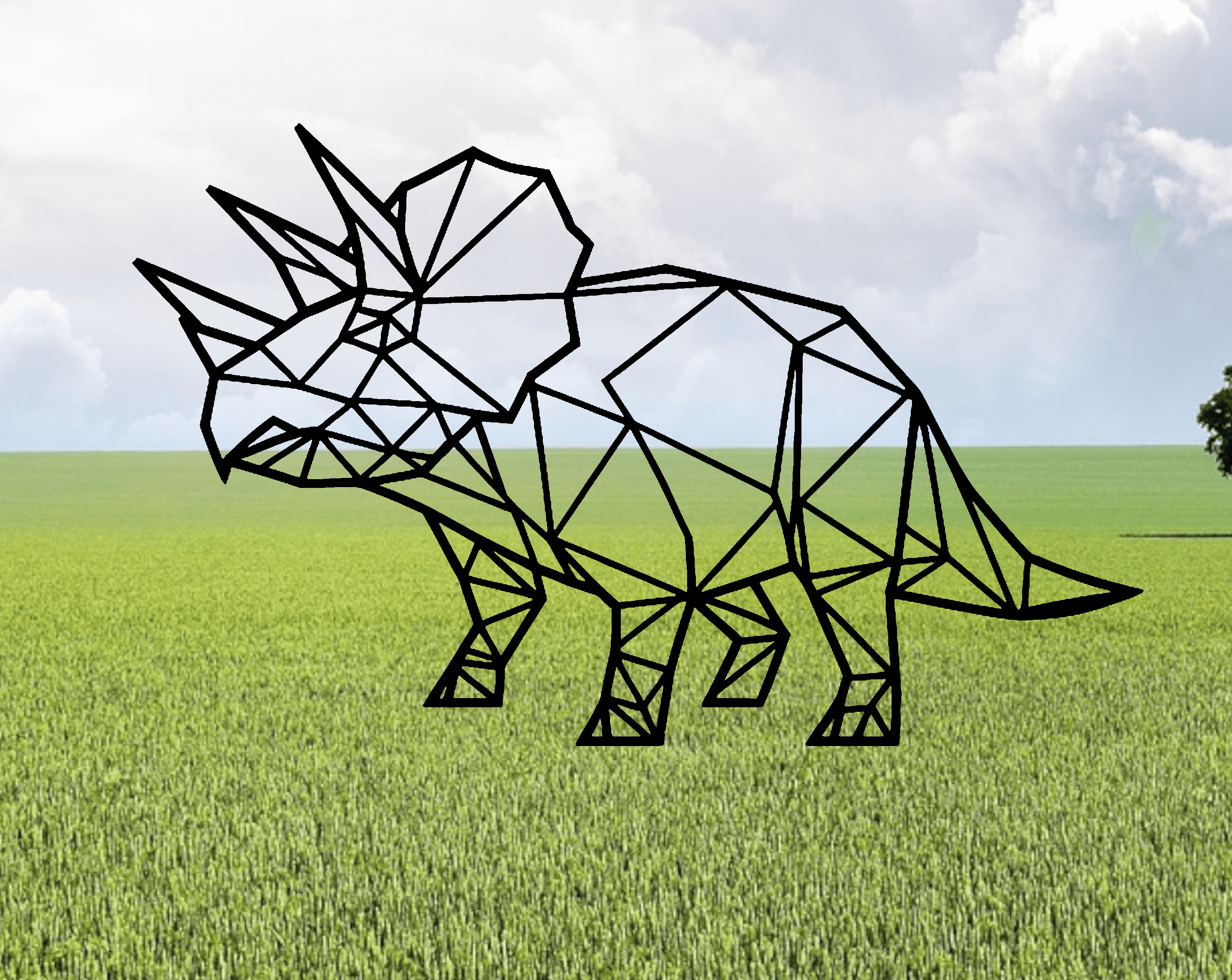 Geometric Triceratops dinosaur Wallart 3d model