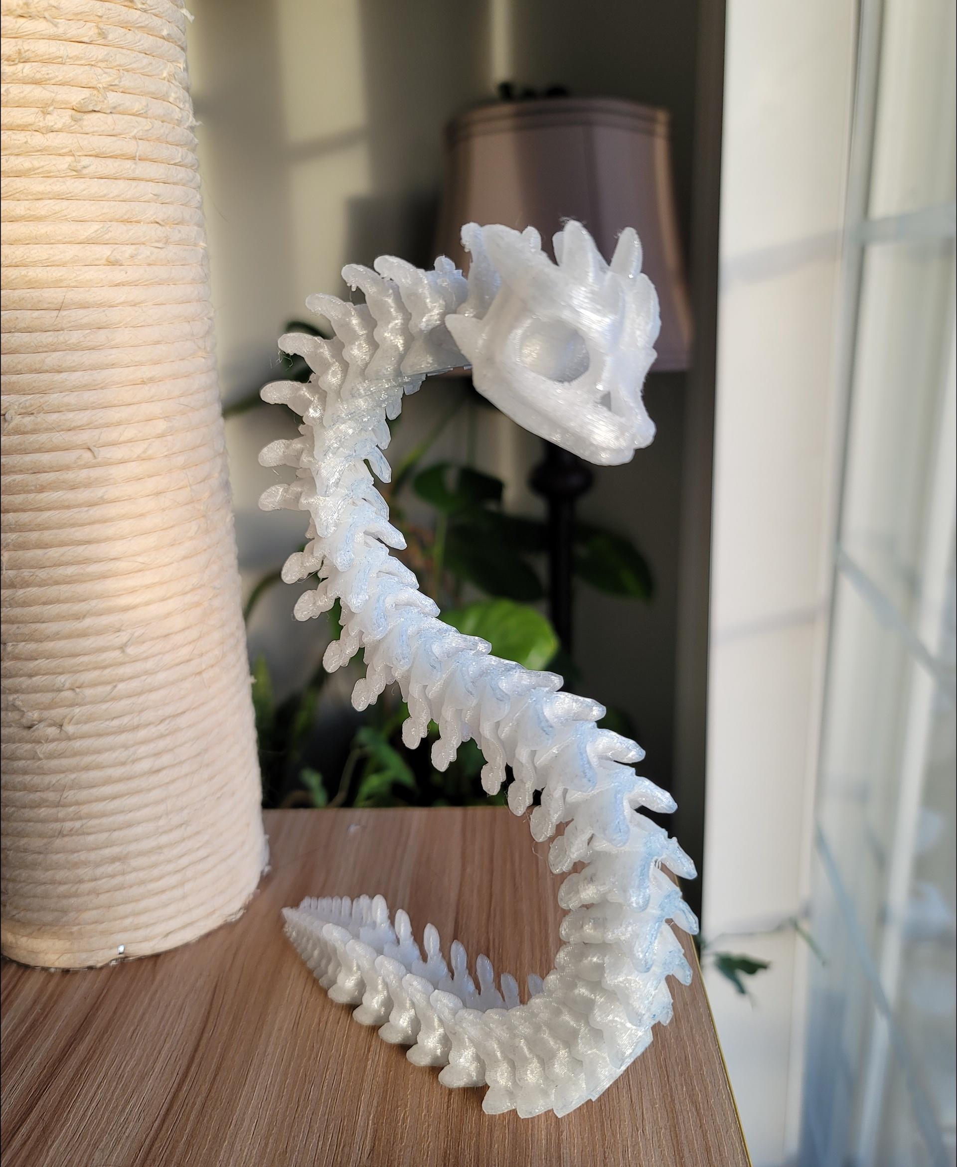 Extra Long Bony Basilisk - Articulated Snap-Flex Fidget (Loose Joints) - Printed on Anycubic Kobra Max, 80mm/sec, .4mm nozzle, .3mm layer height, 3 walls, 20% infill. Giantarm Glow Rainbow PLA 210°/65°, room temp 23°-24°C.

Blue staining on the bottom is transparent blue PETG missed when cleaning the bed between prints 😬 - 3d model