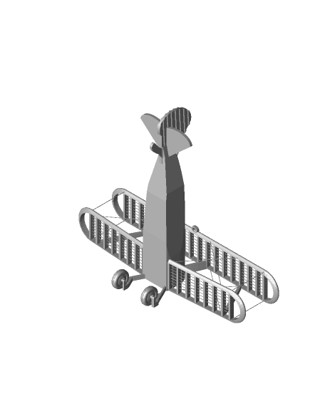 String Biplane with hanging rings: No supports 3d model