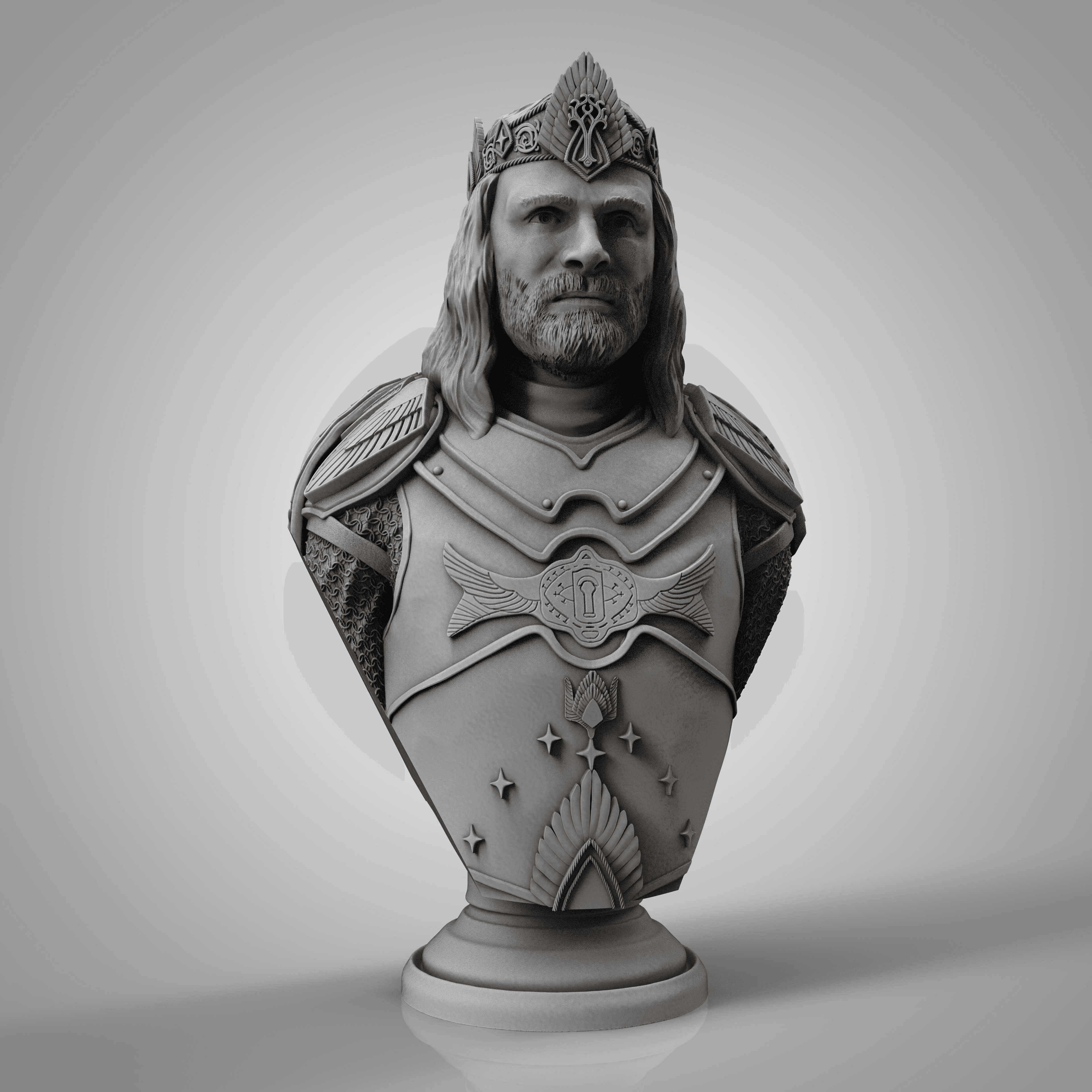 King Aragorn Bust - Lord of the Rings (Pre-Supported) 3d model