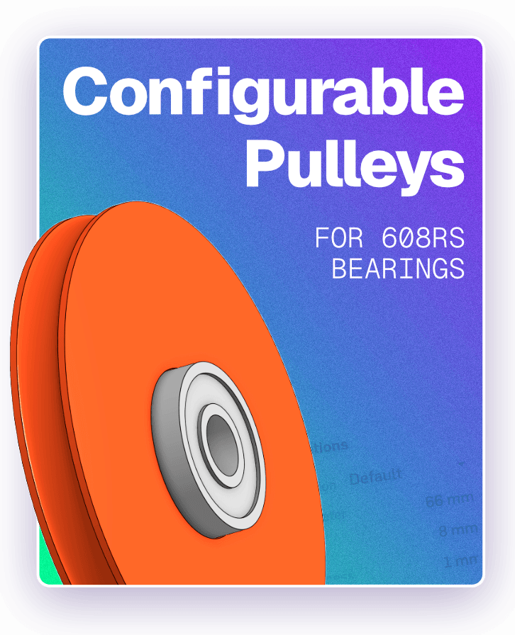 Simon's Parametric Pulley Wheels for 608RS Bearings 3d model