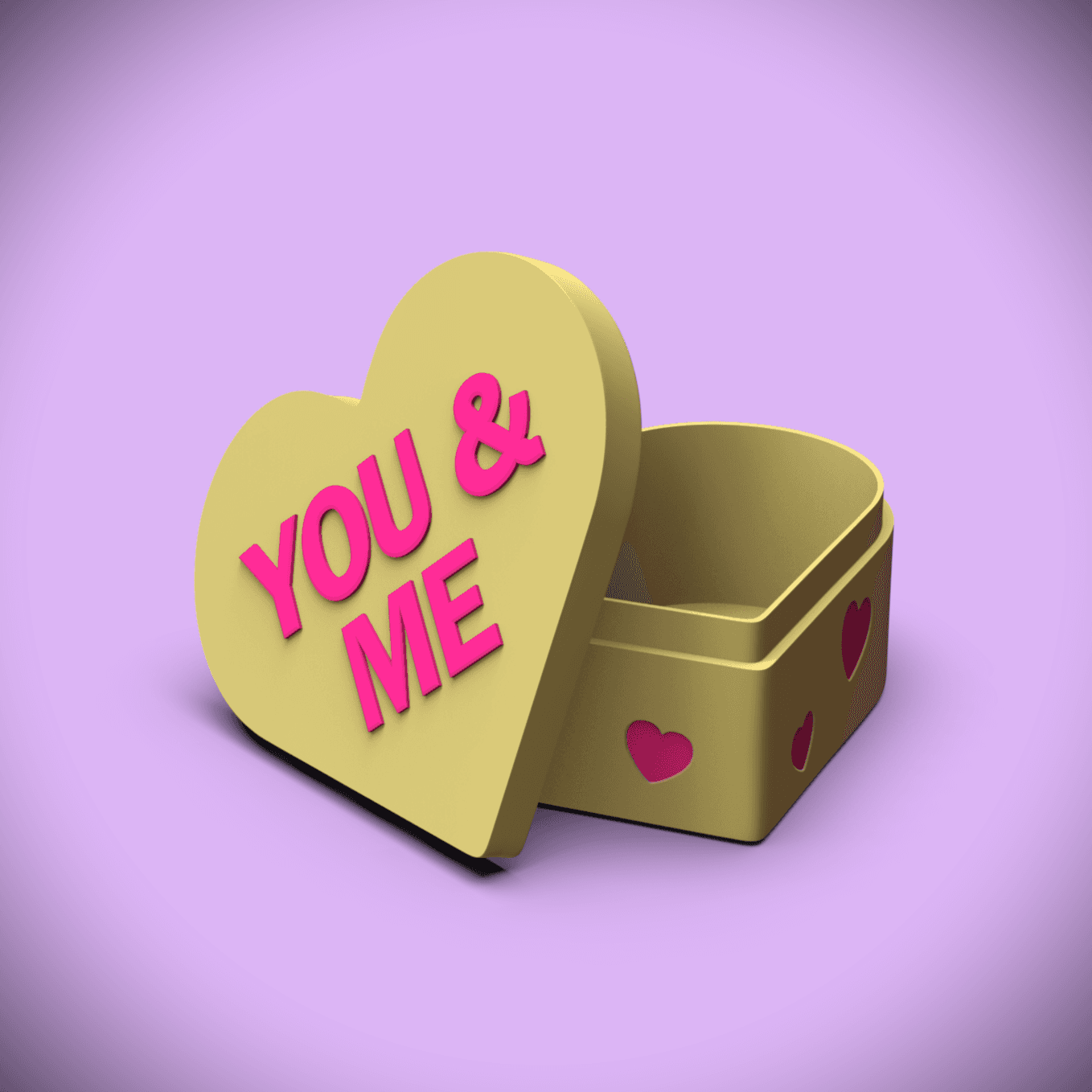 You & Me -Candy Heart Gift Box (+Bambu 3mf) 3d model