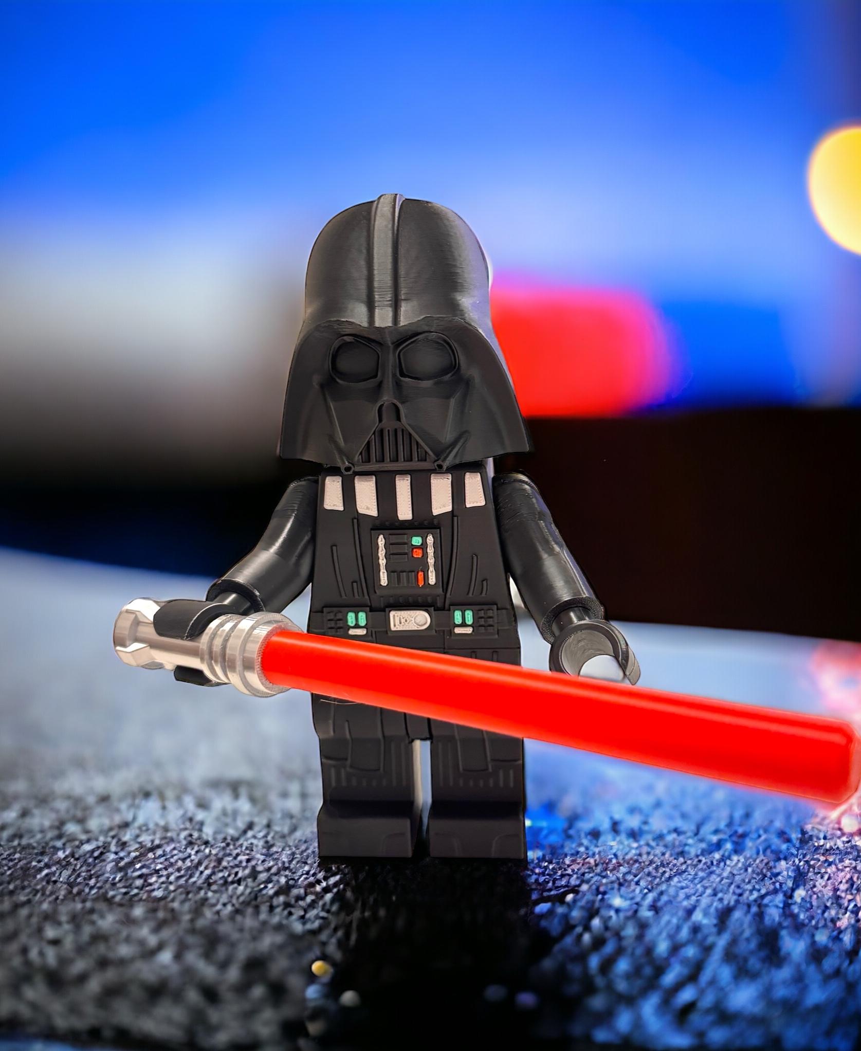 Darth Vader (6:1 LEGO-inspired brick figure, NO MMU/AMS, NO supports, NO glue) - Darth Vader.    Still need to make a cape.  - 3d model