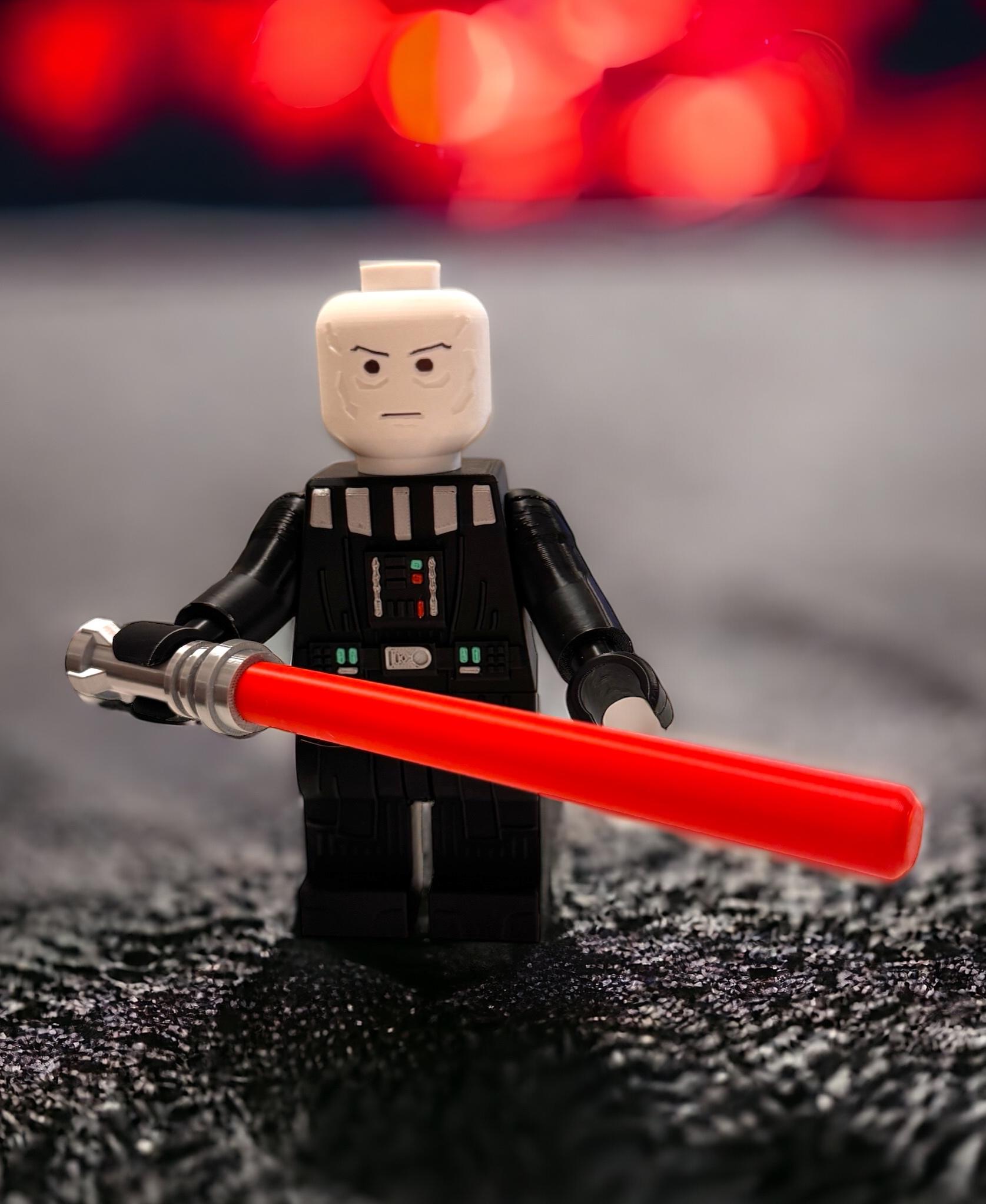 Darth Vader (6:1 LEGO-inspired brick figure, NO MMU/AMS, NO supports, NO glue) - Without hat  - 3d model