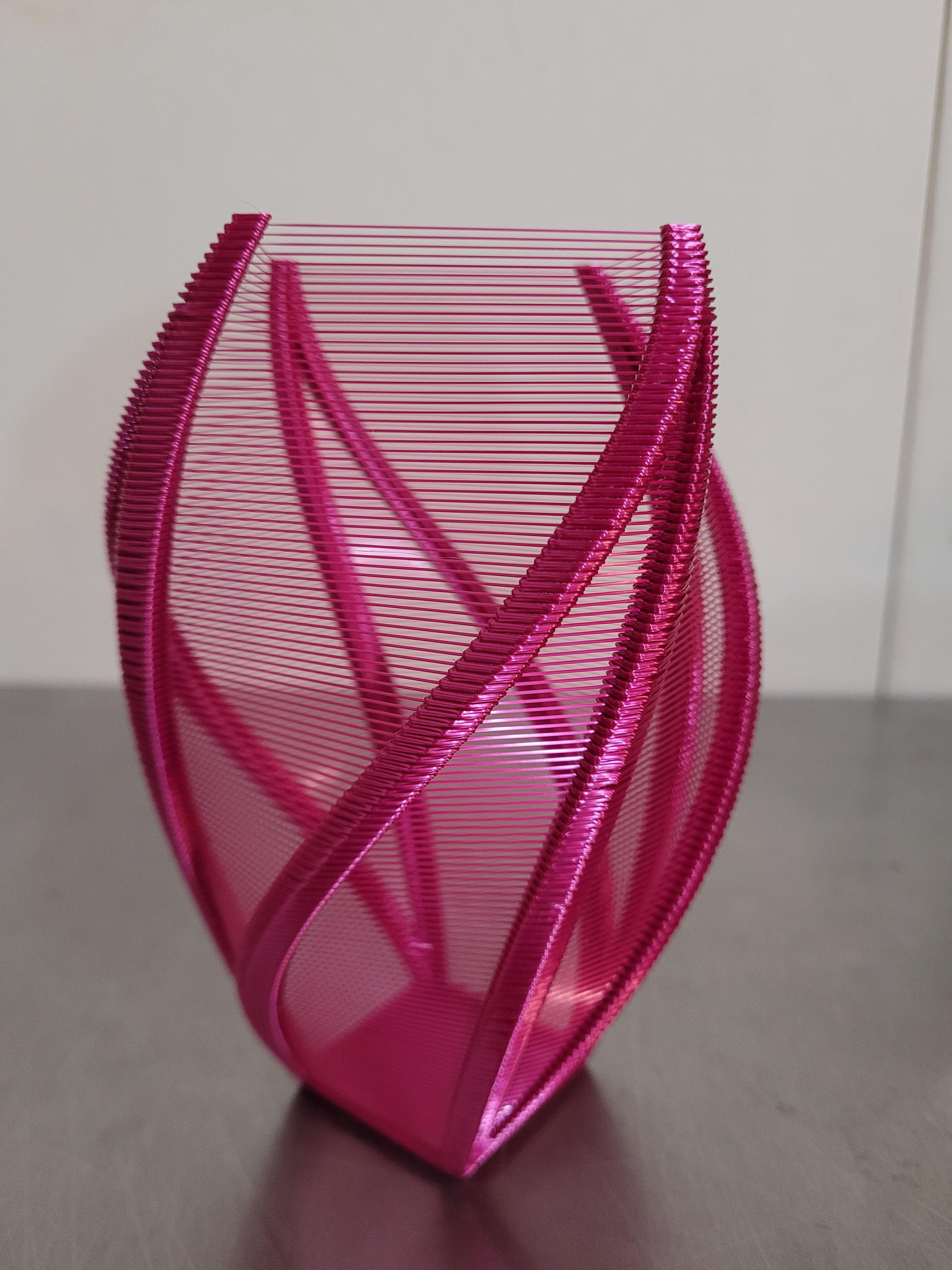 Twisty String Vase - PolyLite Silk Magenta. I love it! - 3d model