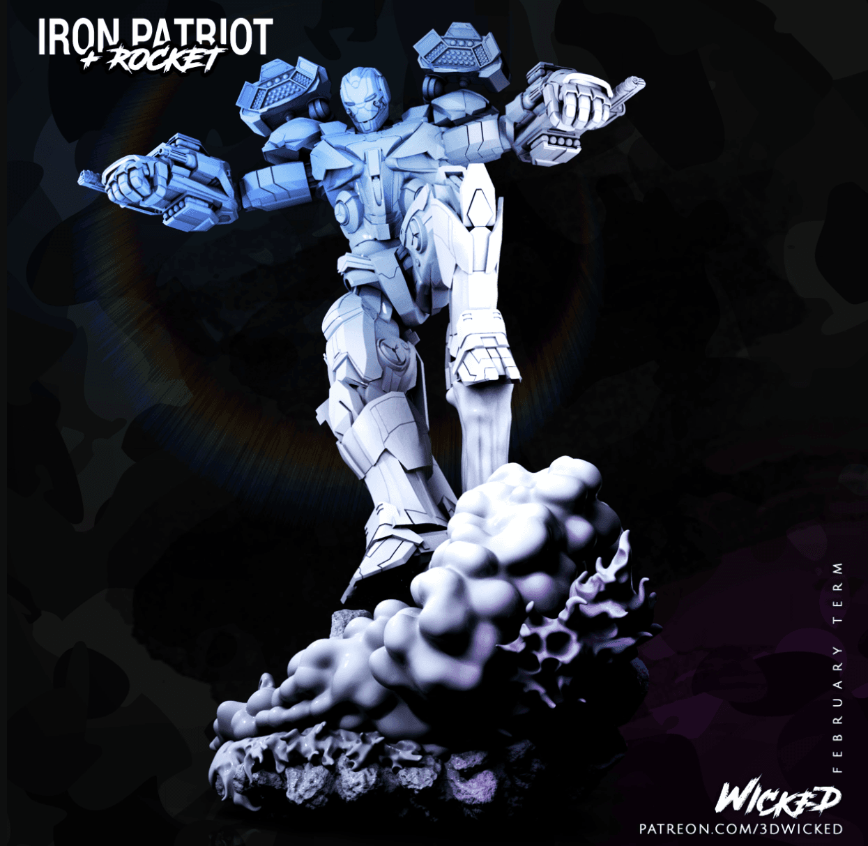 Wicked Marvel Avengers Endgame: Iron Patriot Sculpture STLs ready for printing 3d model