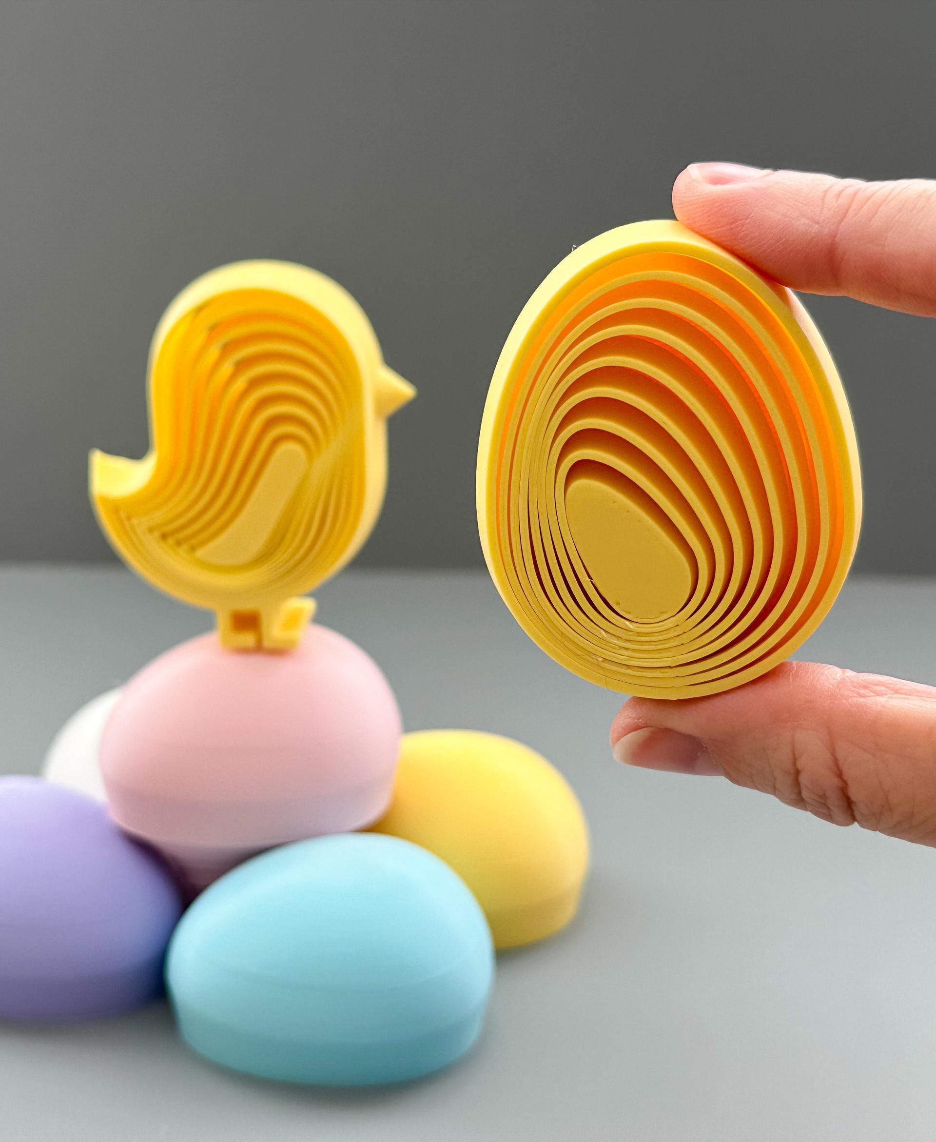 Baby Chick and Easter Egg Layered Fidgets 3d model