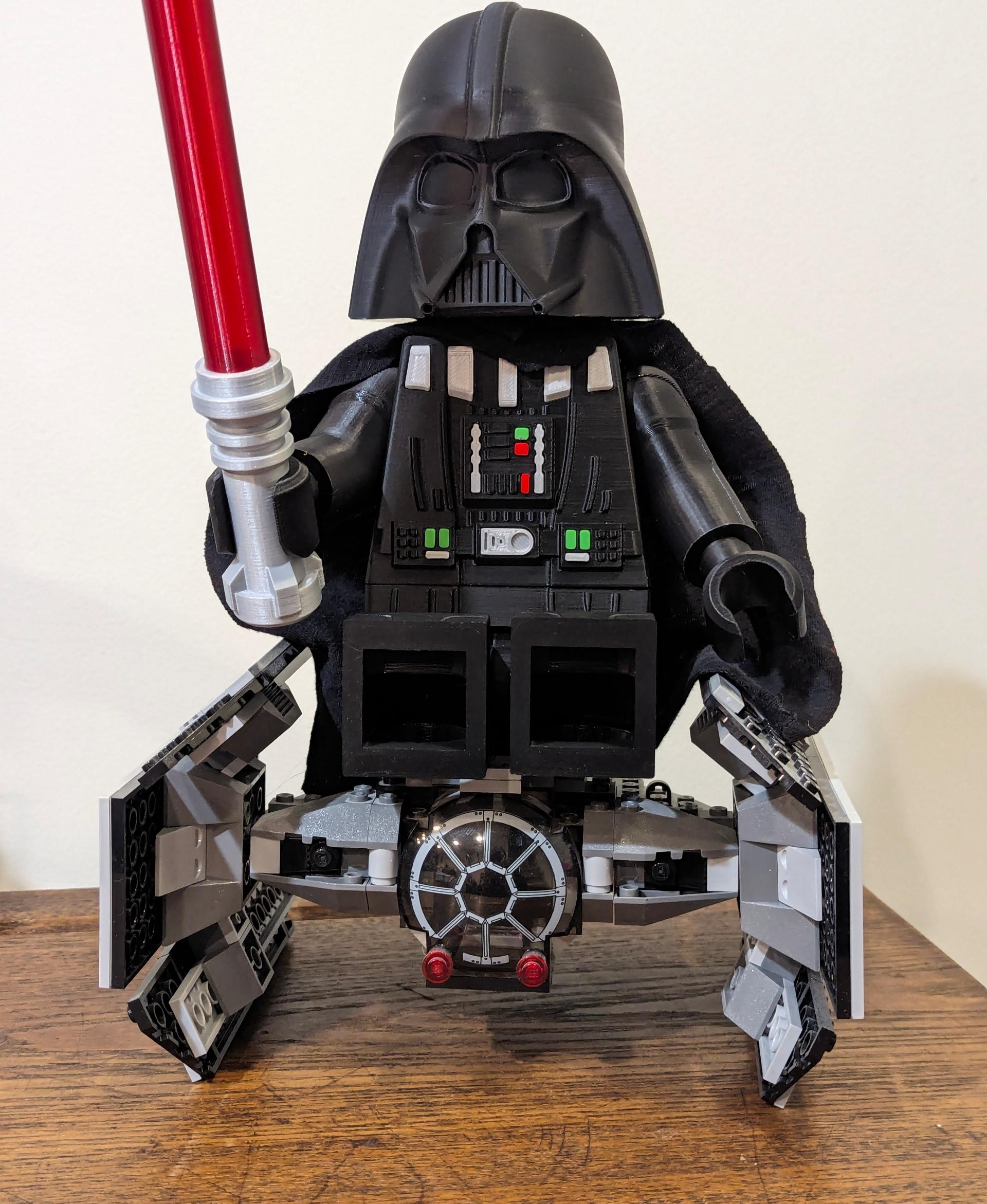Darth Vader (6:1 LEGO-inspired brick figure, NO MMU/AMS, NO supports, NO glue) - Printed in
Printed Solid Black and Green
Polymaker Metallic Silver 
Prusament Lipstick Red
Coex Translucent Blood Red - 3d model