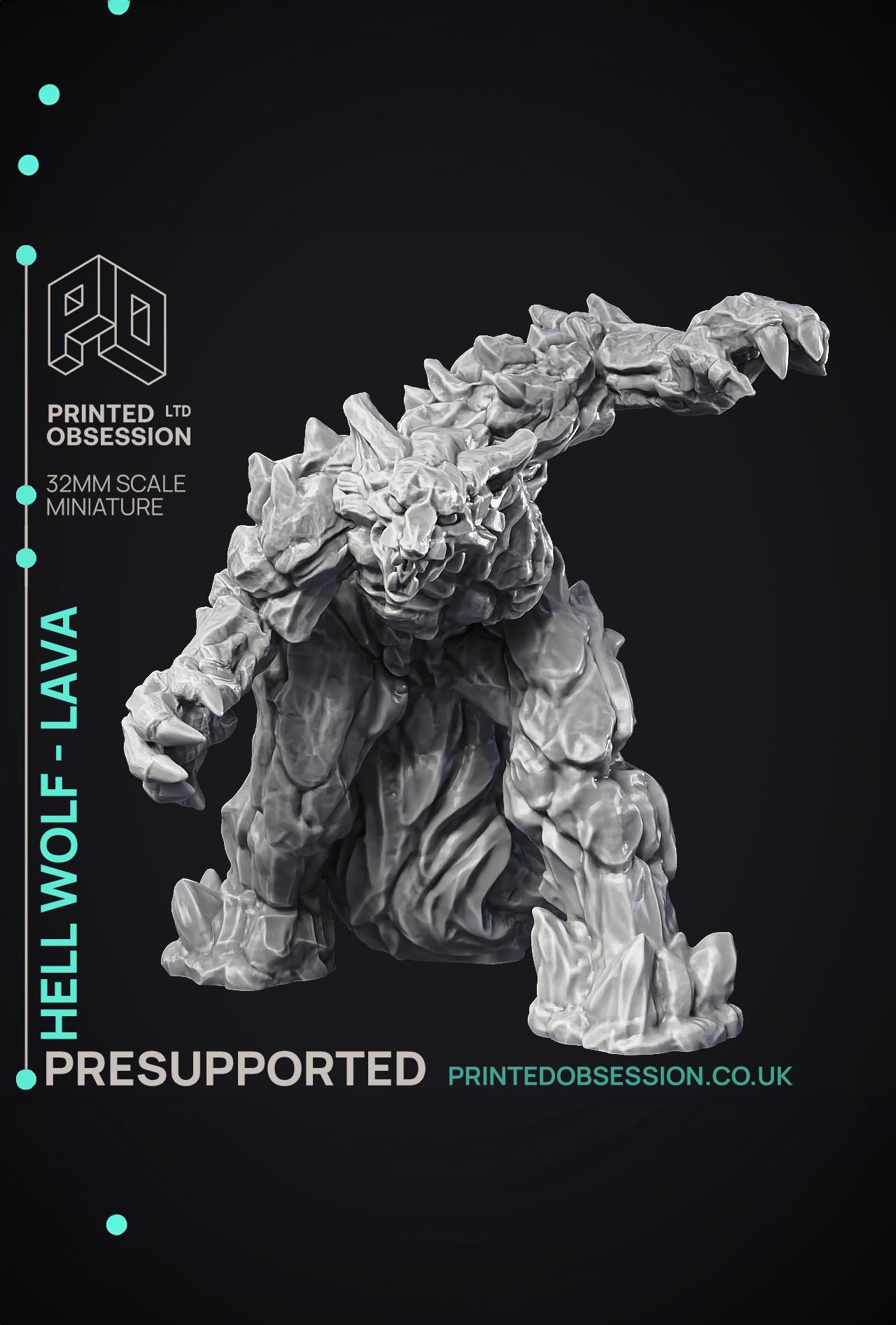Hell Wolf - Lava - PRESUPPORTED - Hell Hath No Fury - 32mm Scale  3d model