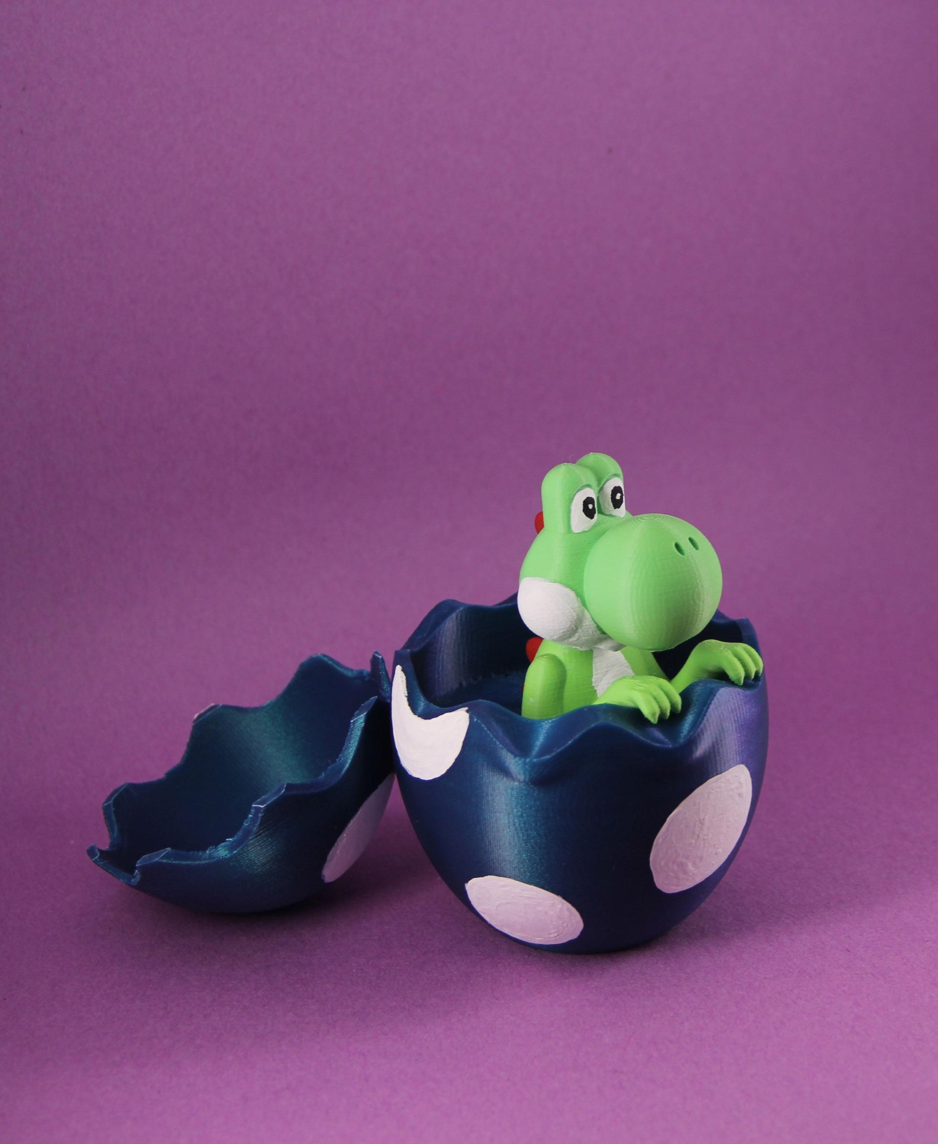 Yoshi Easter Egg - Printed in Polymaker Gradient Summer and Starlight Neptune, handpainted details - 3d model