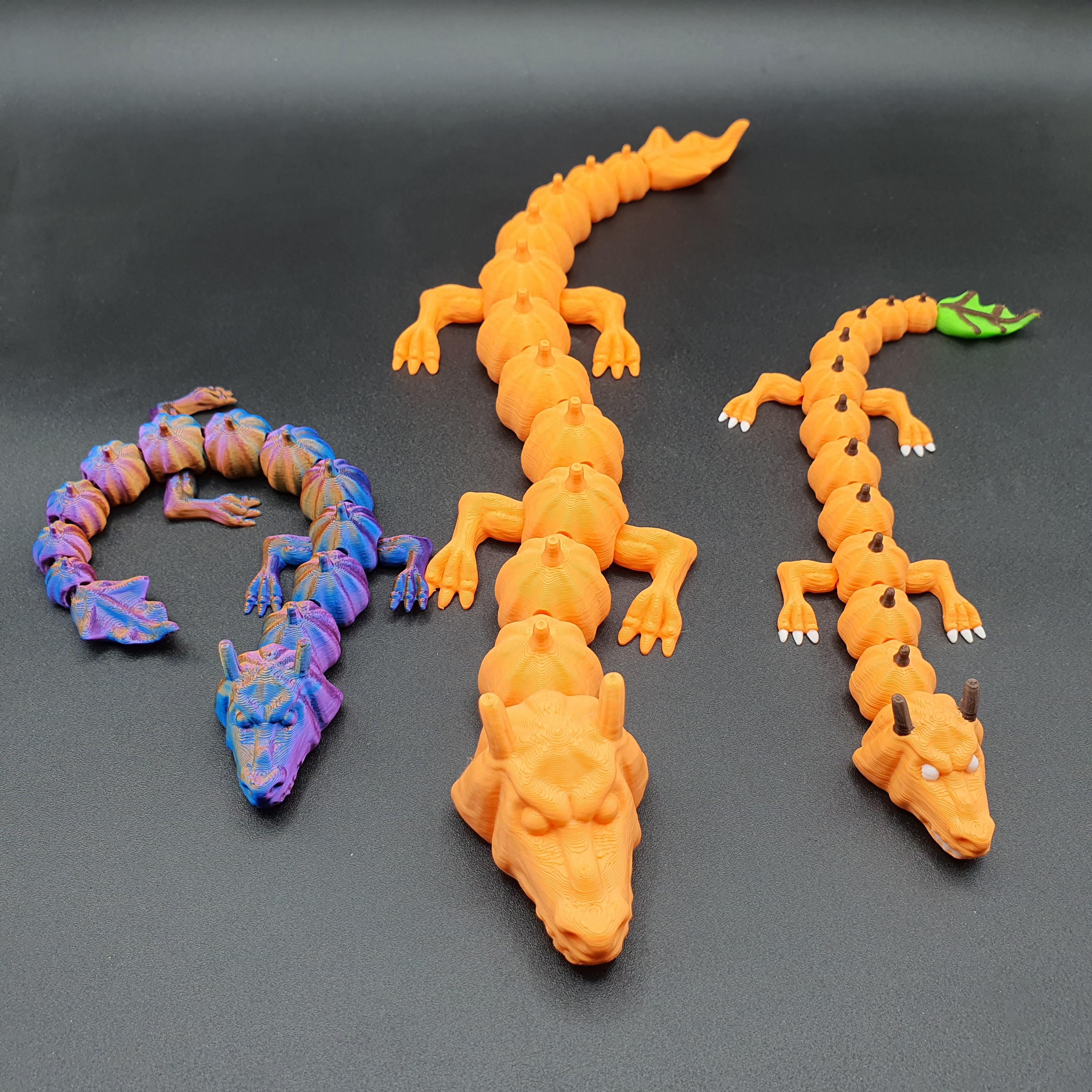 Pumpkin Dragon Flexi Articulated Print in Place 3d model