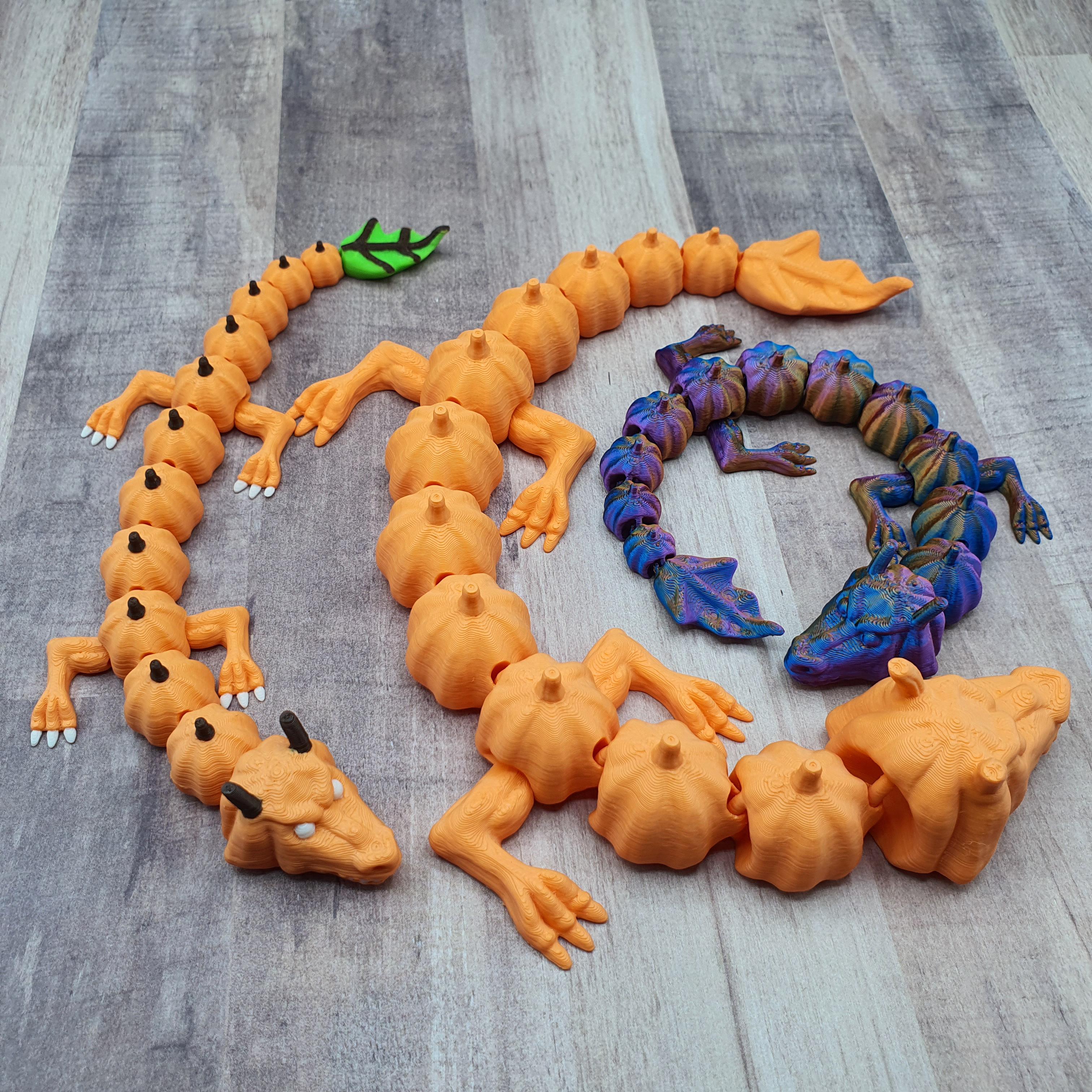 Pumpkin Dragon Flexi Articulated Print in Place 3d model