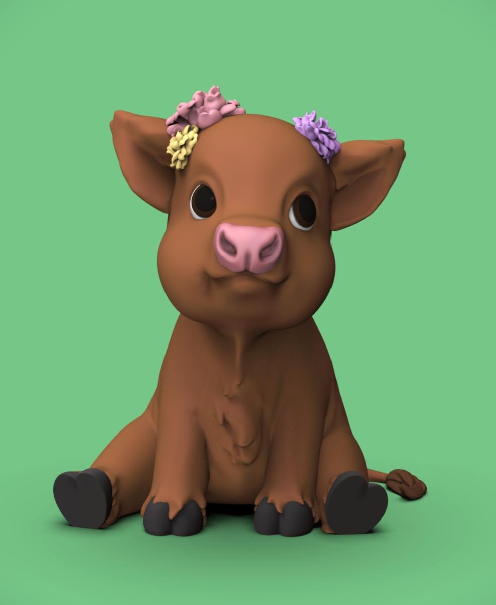 Cute Flower Cow 3d model
