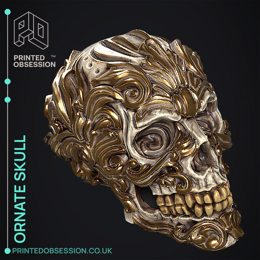 Ornate Skull - Rococo Scroll - Decoration 3d model