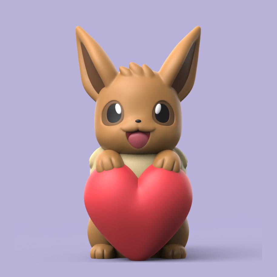 Valentine Eevee (Easy Print No Supports) 3d model