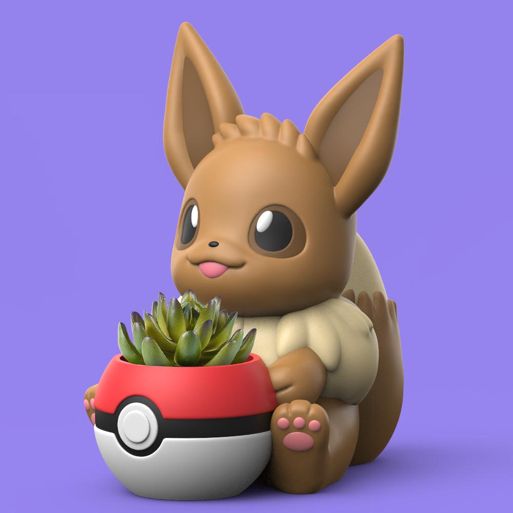 Eevee Planter (Easy Print No Supports) 3d model