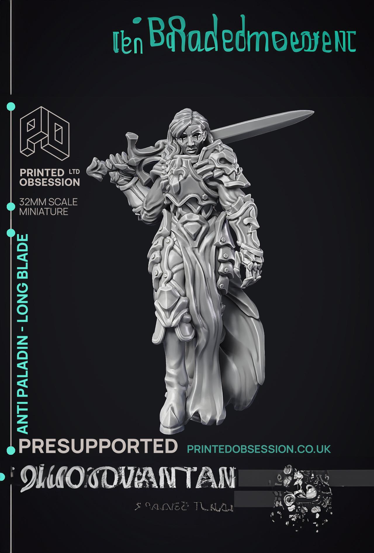 Anti Paladin - Long Blade - PRESUPPORTED - Hell Hath No Fury - 32mm scale  3d model