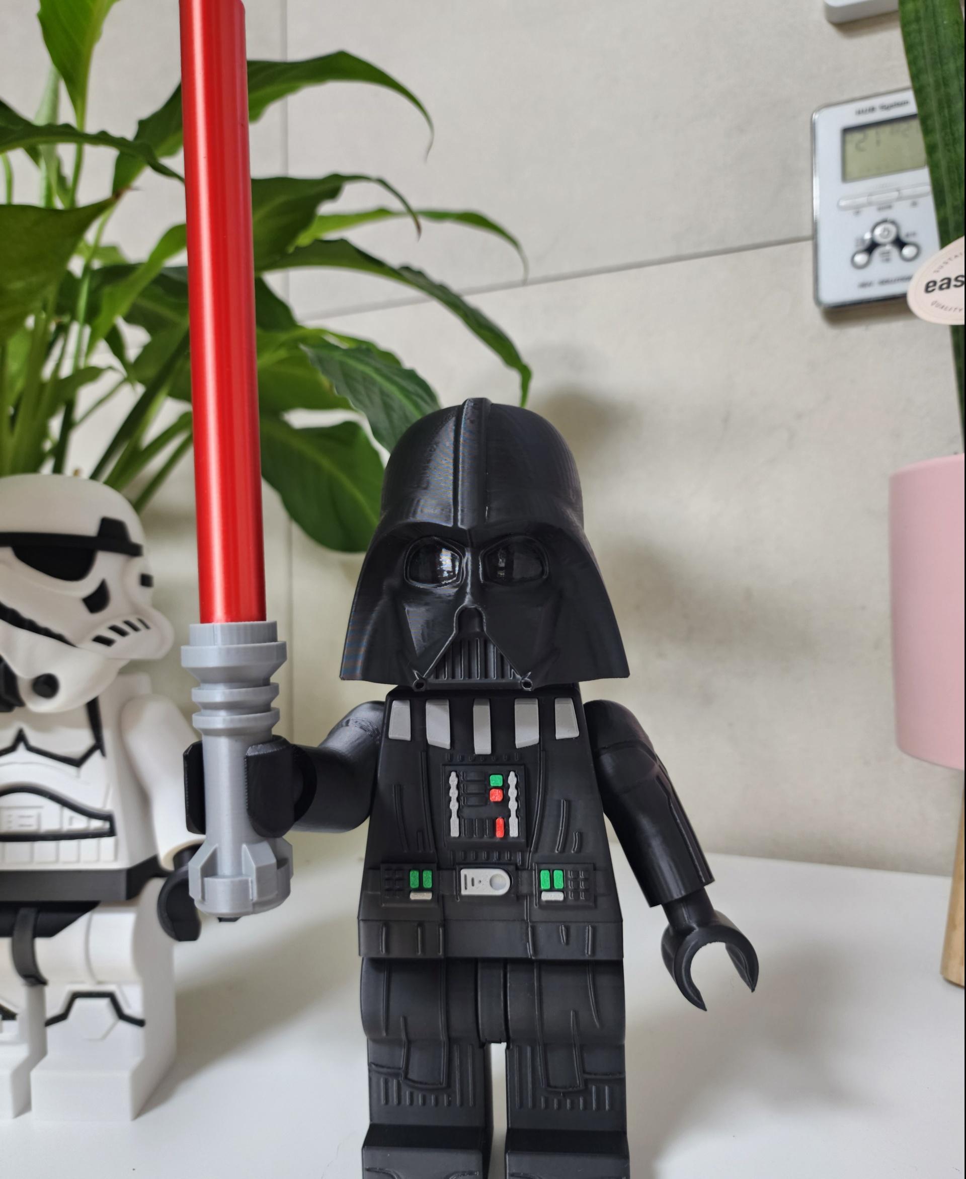 Darth Vader (6:1 LEGO-inspired brick figure, NO MMU/AMS, NO supports, NO glue) - Good - 3d model