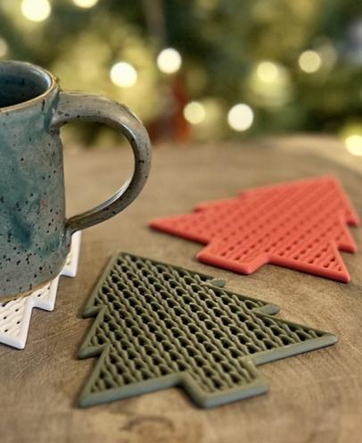 Knit Christmas Tree Coasters 3d model