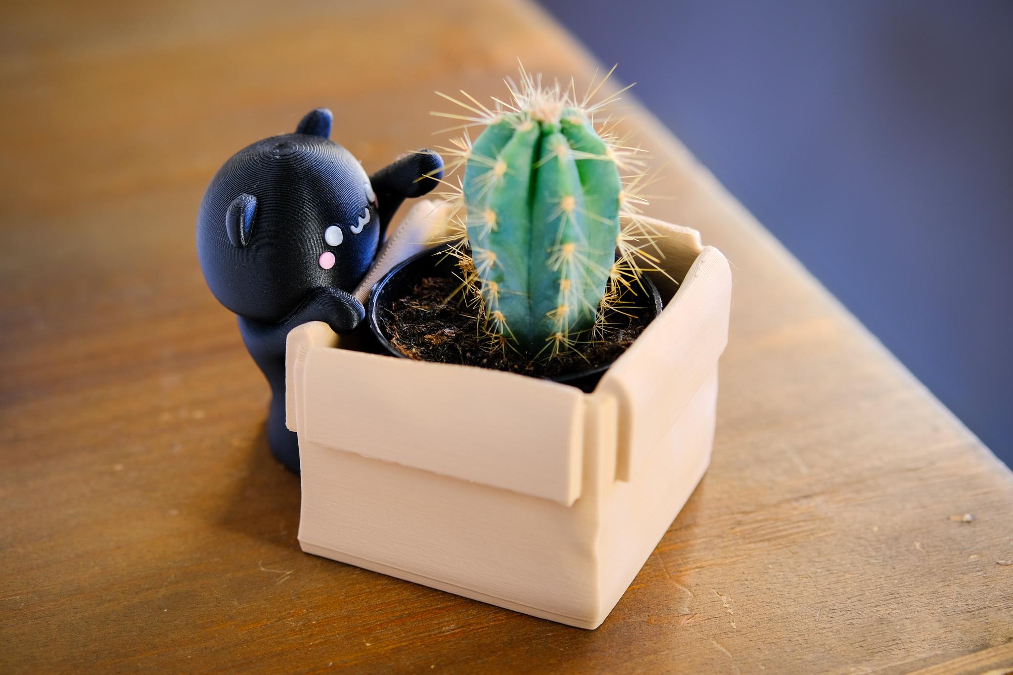 Kawaii Cat with a Planter Box 3d model