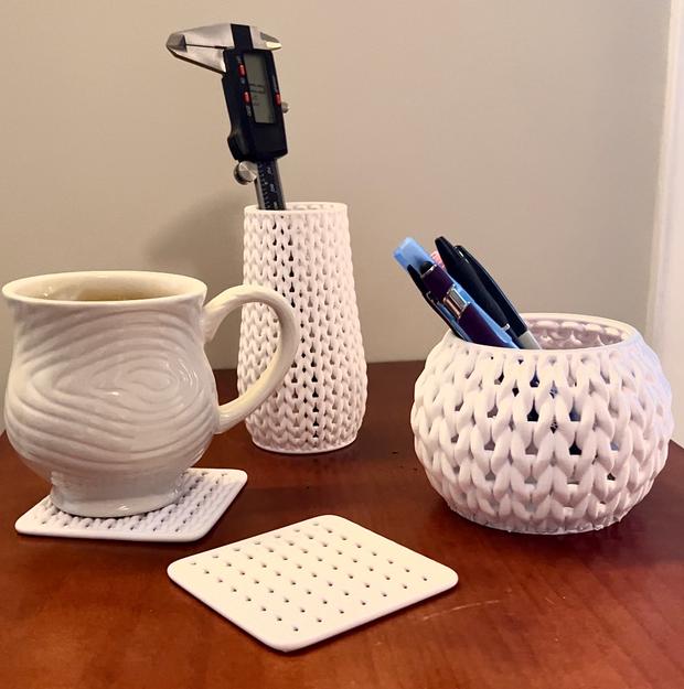 Knit Coaster, Vase and Bowl 3d model