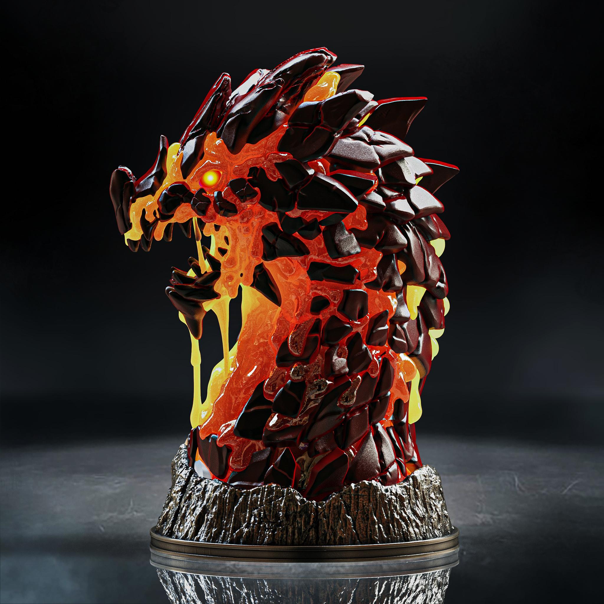 Magma Dragon Bust (Pre-Supported) 3d model