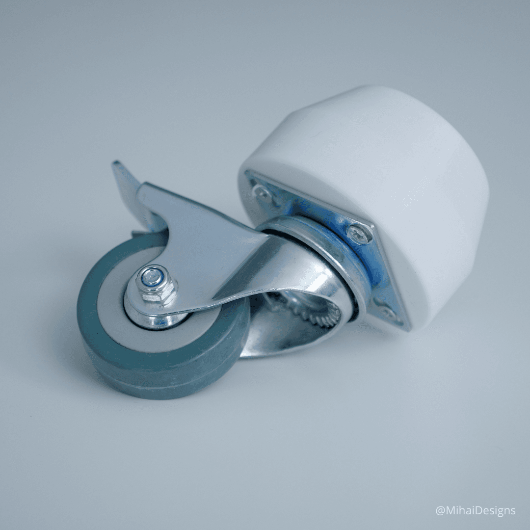 Ikea table caster wheel adapter - Caster wheel mounted on the adapter. [See it in action!](https://youtu.be/5-J3KBxTkZ0) - 3d model