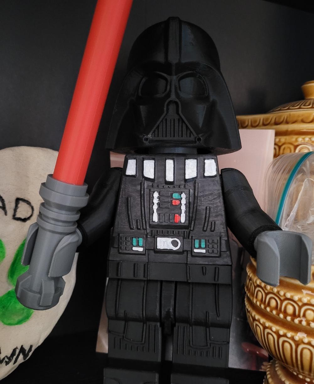 Darth Vader (6:1 LEGO-inspired brick figure, NO MMU/AMS, NO supports, NO glue) - Finally got his torso painted  - 3d model