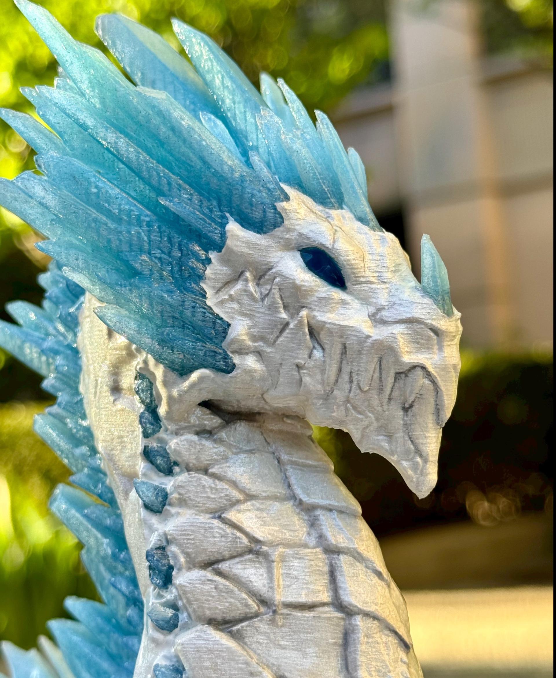 Ice Dragon (Pre-Supported) - Printed in Cookie CAD Blue Star Stuff and hand painted.  - 3d model