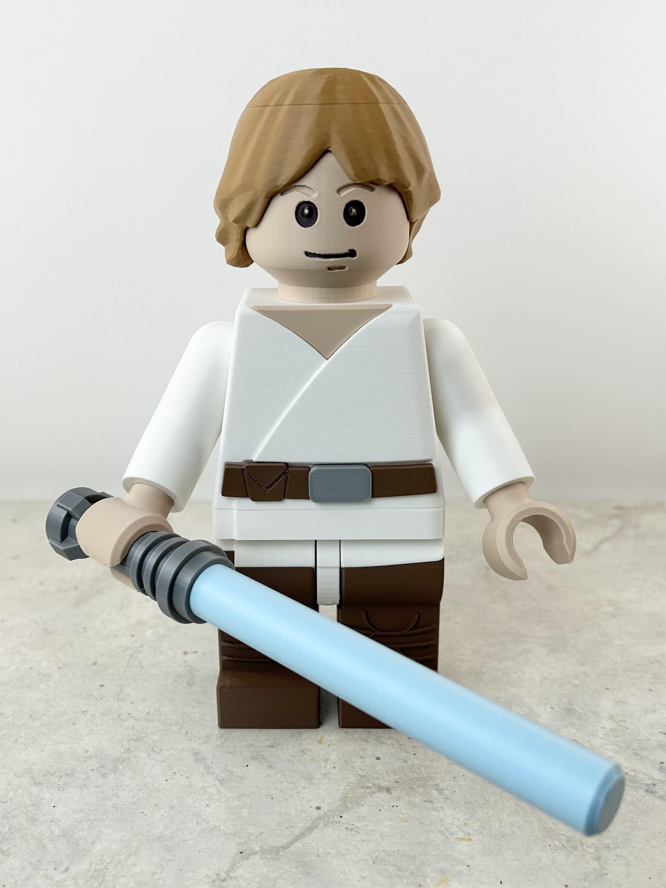 Luke Skywalker (6:1 LEGO-inspired brick figure, NO MMU/AMS, NO supports, NO glue) 3d model