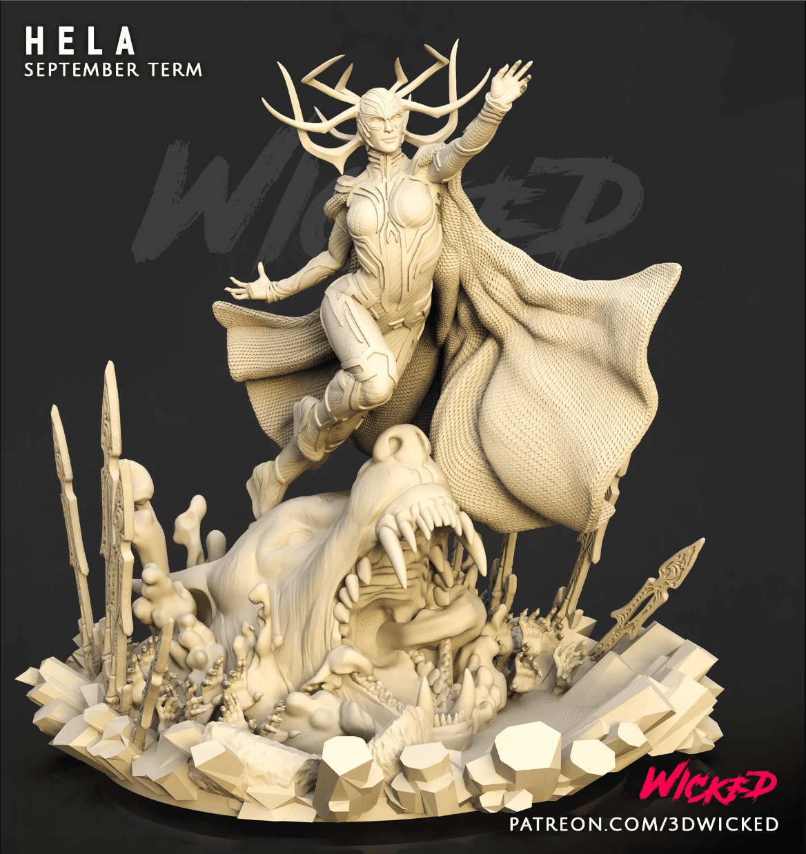 Wicked Marvel Hela Sculpture: STLs ready for printing 3d model