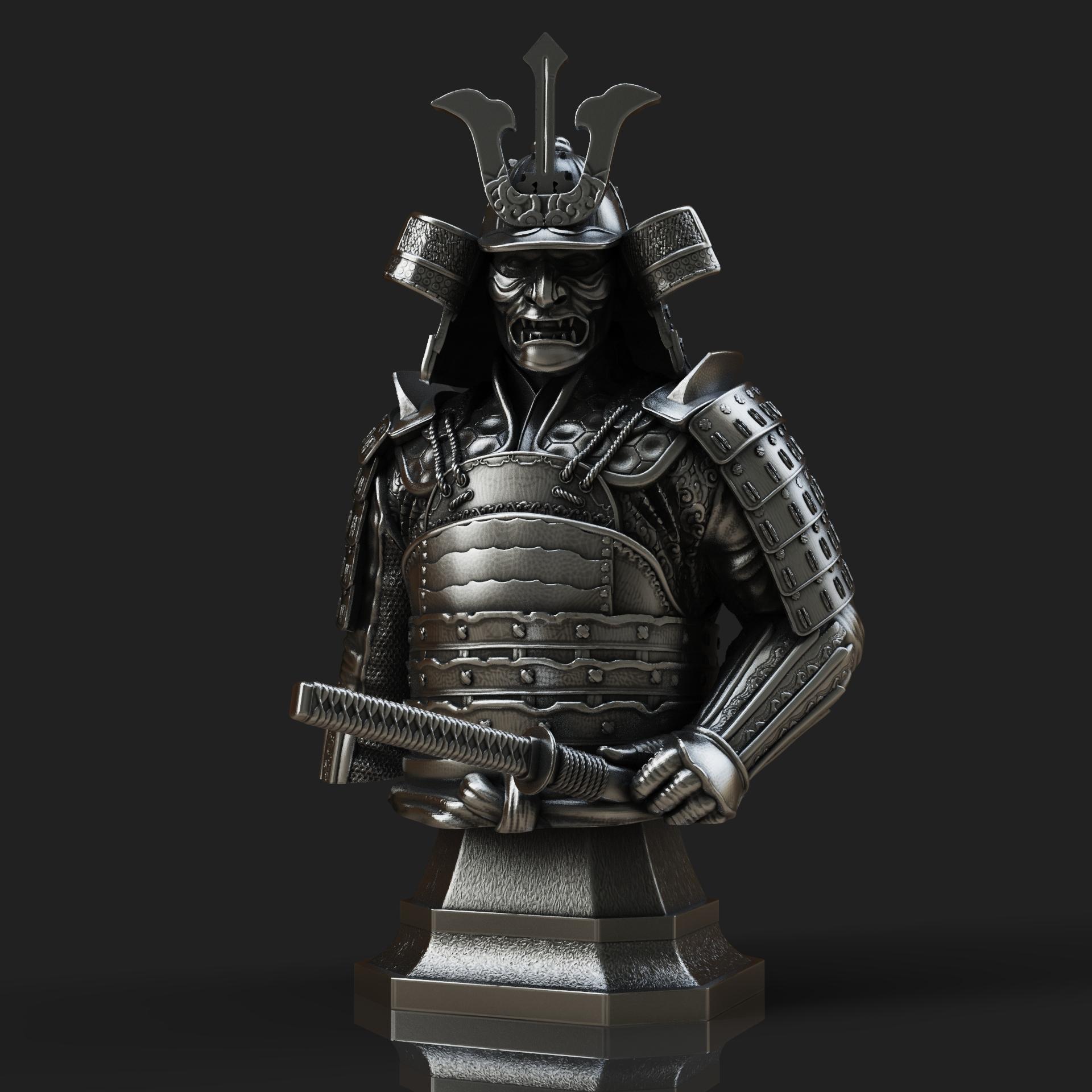 Samurai Bust (Pre-Supported) 3d model