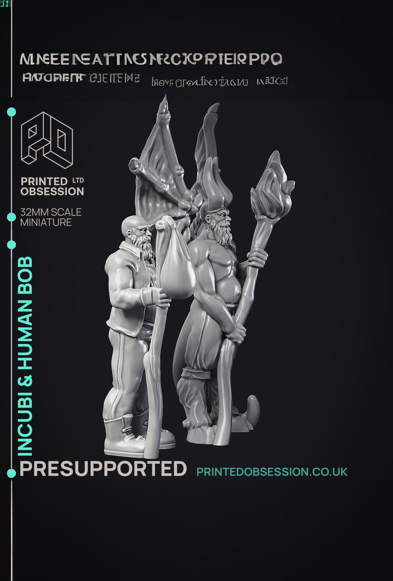 Incubi & human 'Bob' - lesser demon - PRESUPPORTED - Hell Hath No Fury - 32mm scale  3d model