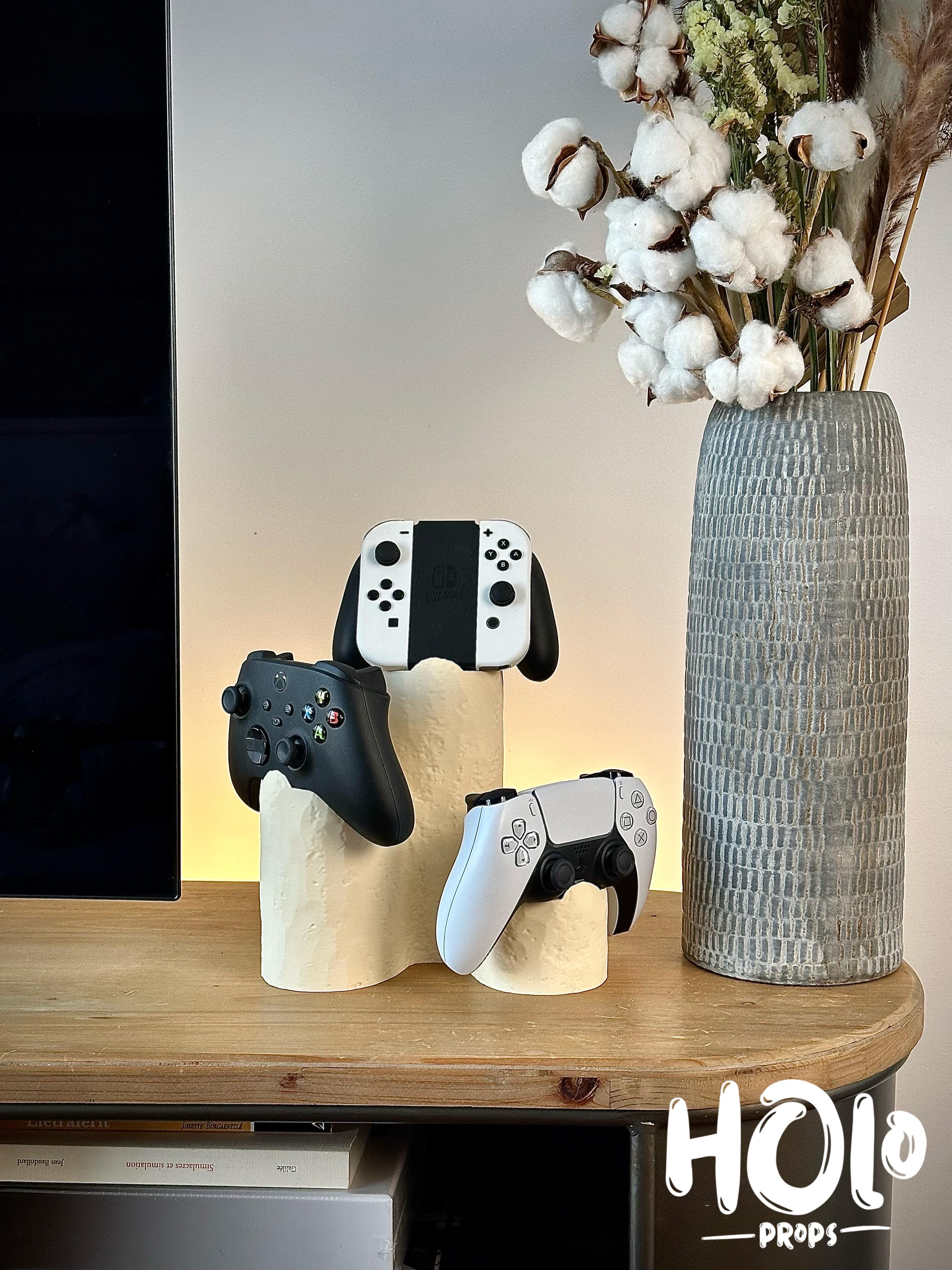 Modern Triple Controller Stand - Smooth and Plastered Version 3d model