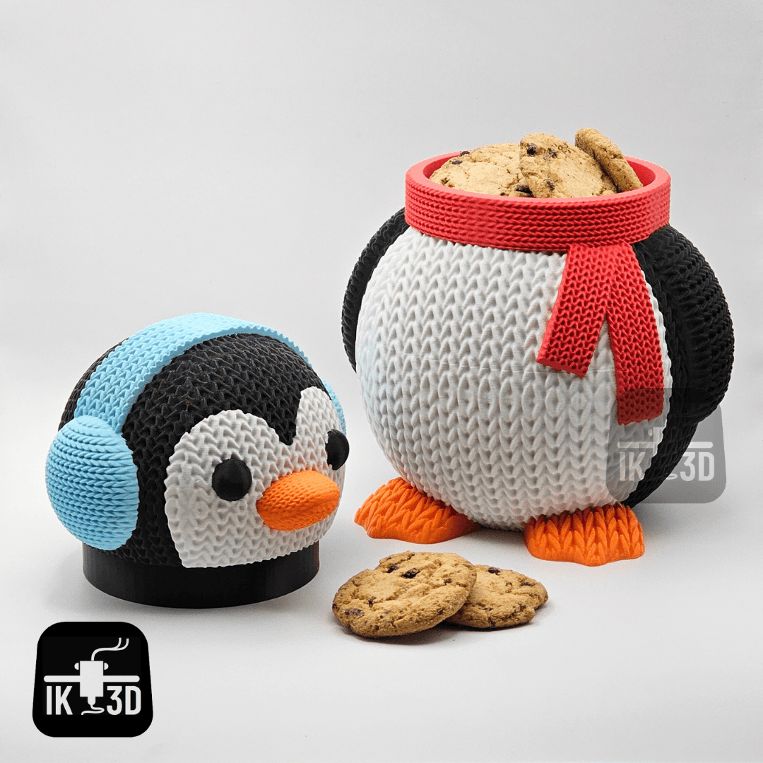Knitted Penguin Cookie Jar / Container /3MF Included 3d model