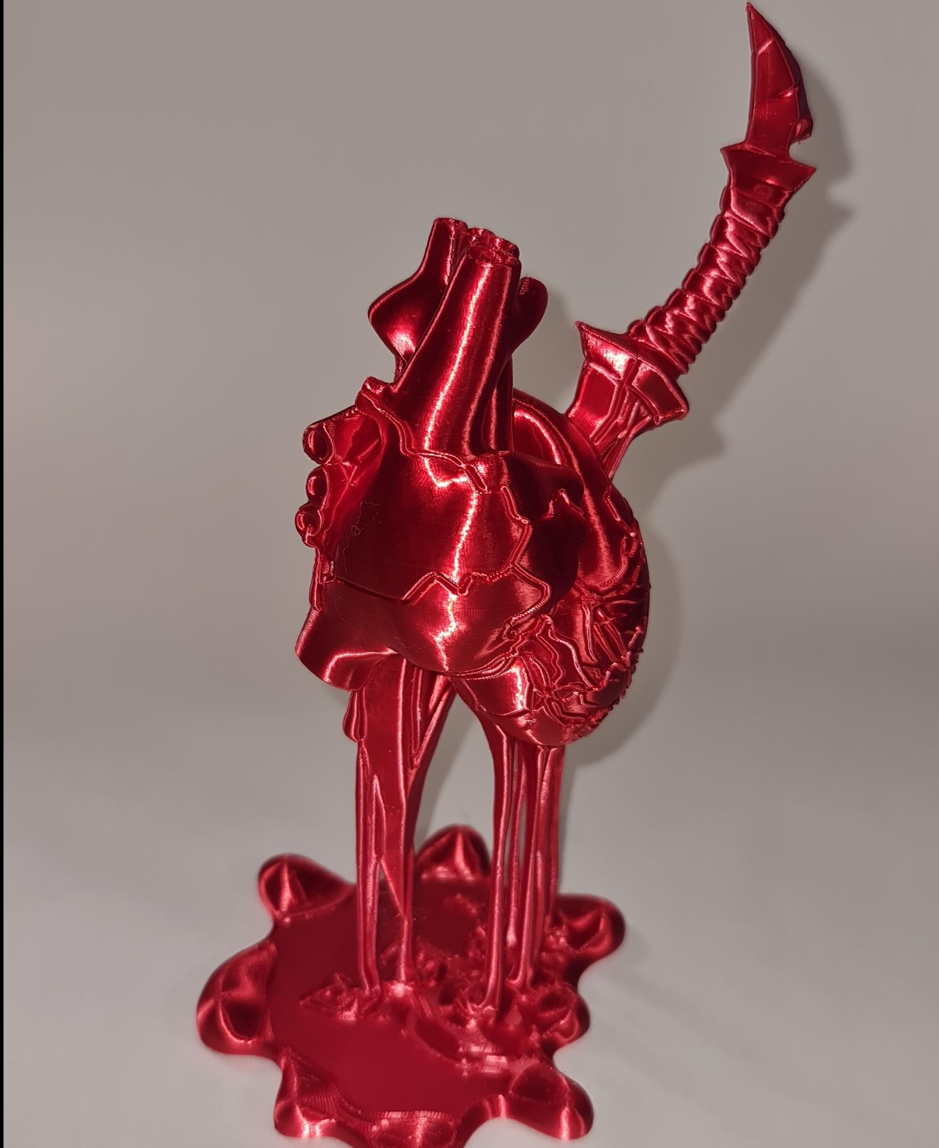 Tortured Heart (Pre-Supported) - Original Polyalchemy Elixir Royal Ruby filament. Printed with organic supports, initial attempt without failed! - 3d model