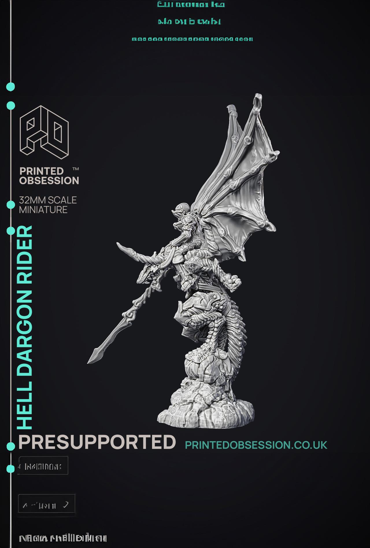 Dragon Rider - Large Dragon - PRESUPPORTED - Hell Hath No Fury - 32mm Scale 3d model